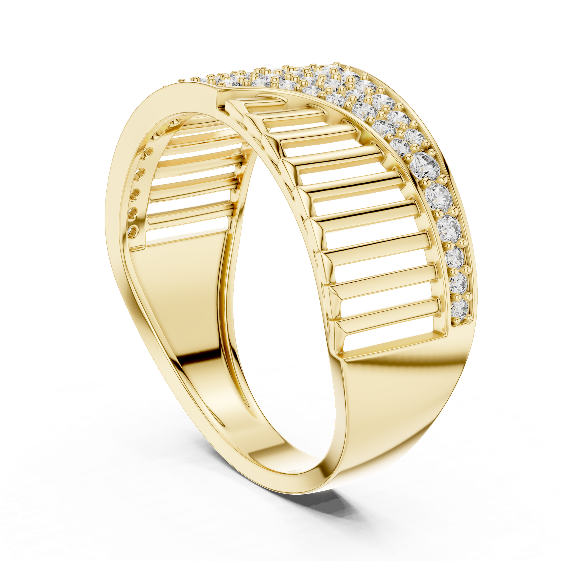 Diamond Cuff Ring | Radiant Openwork Diamond Band | Luxury Gold Jewelry | THE DIAMOWN