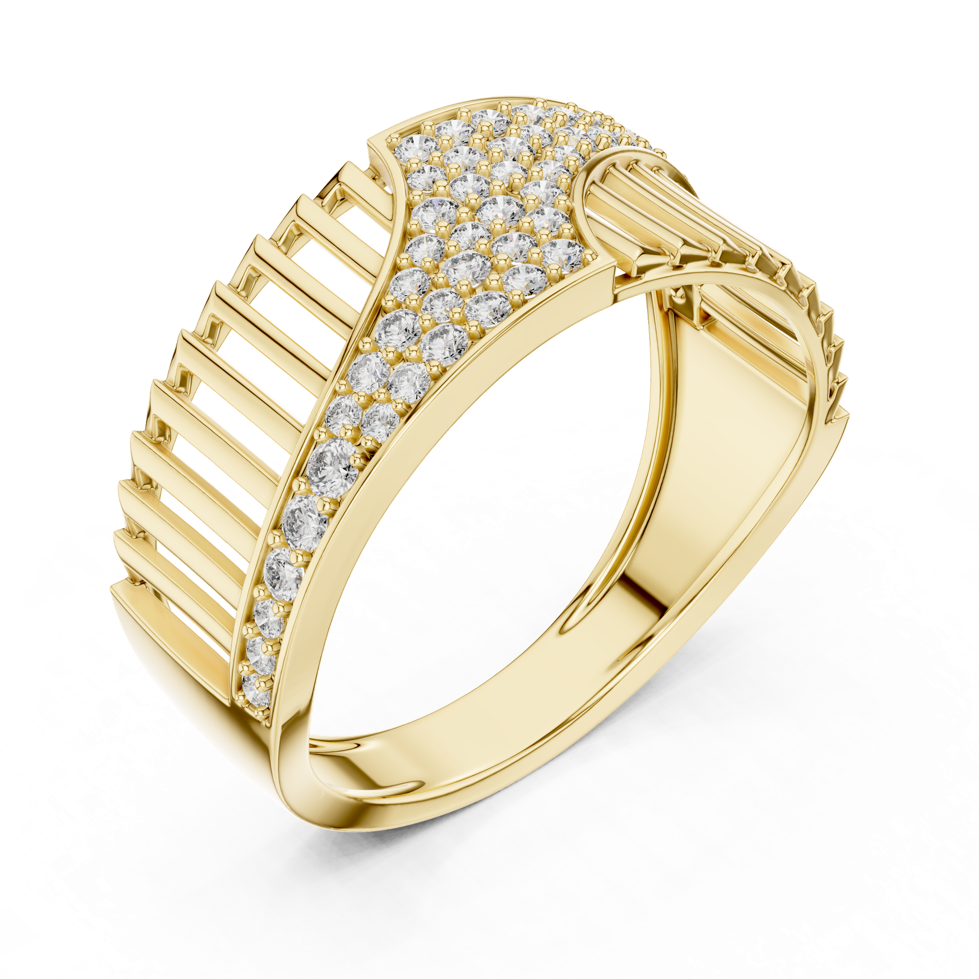 Diamond Cuff Ring | Radiant Openwork Diamond Band | Luxury Gold Jewelry | THE DIAMOWN view 2