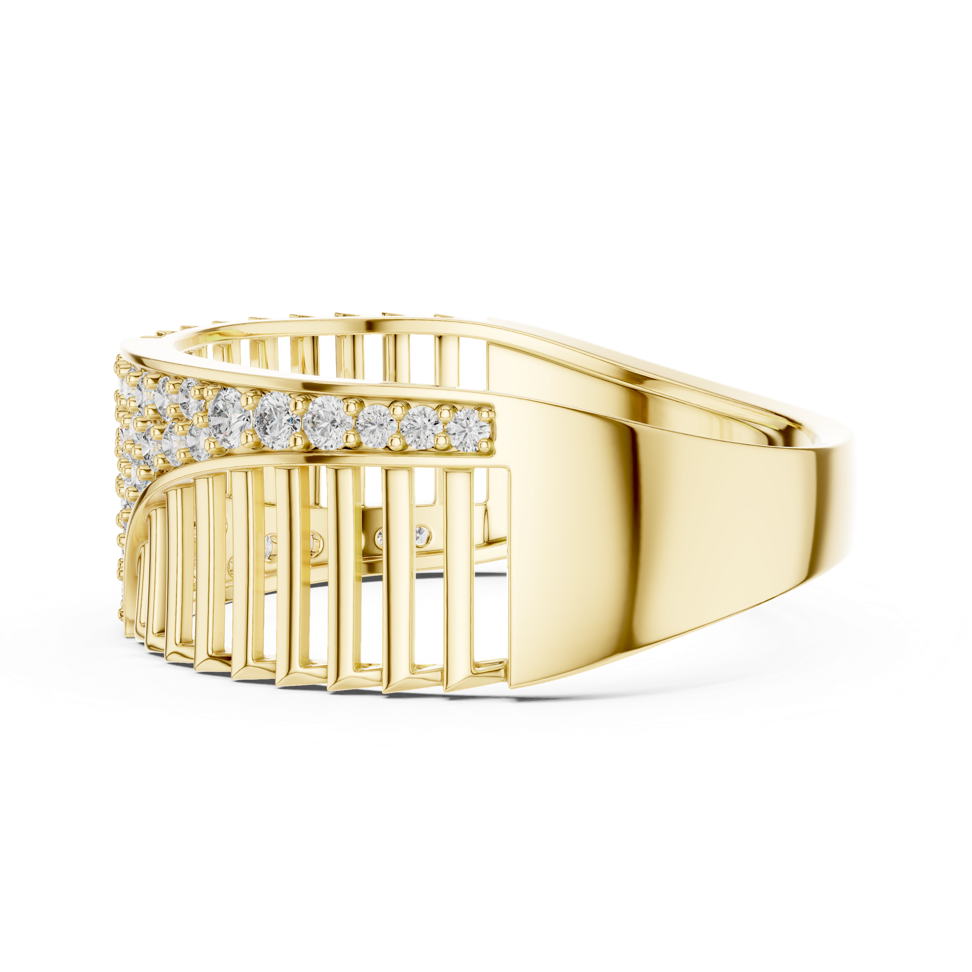 Diamond Cuff Ring | Radiant Openwork Diamond Band | Luxury Gold Jewelry | THE DIAMOWN view 3