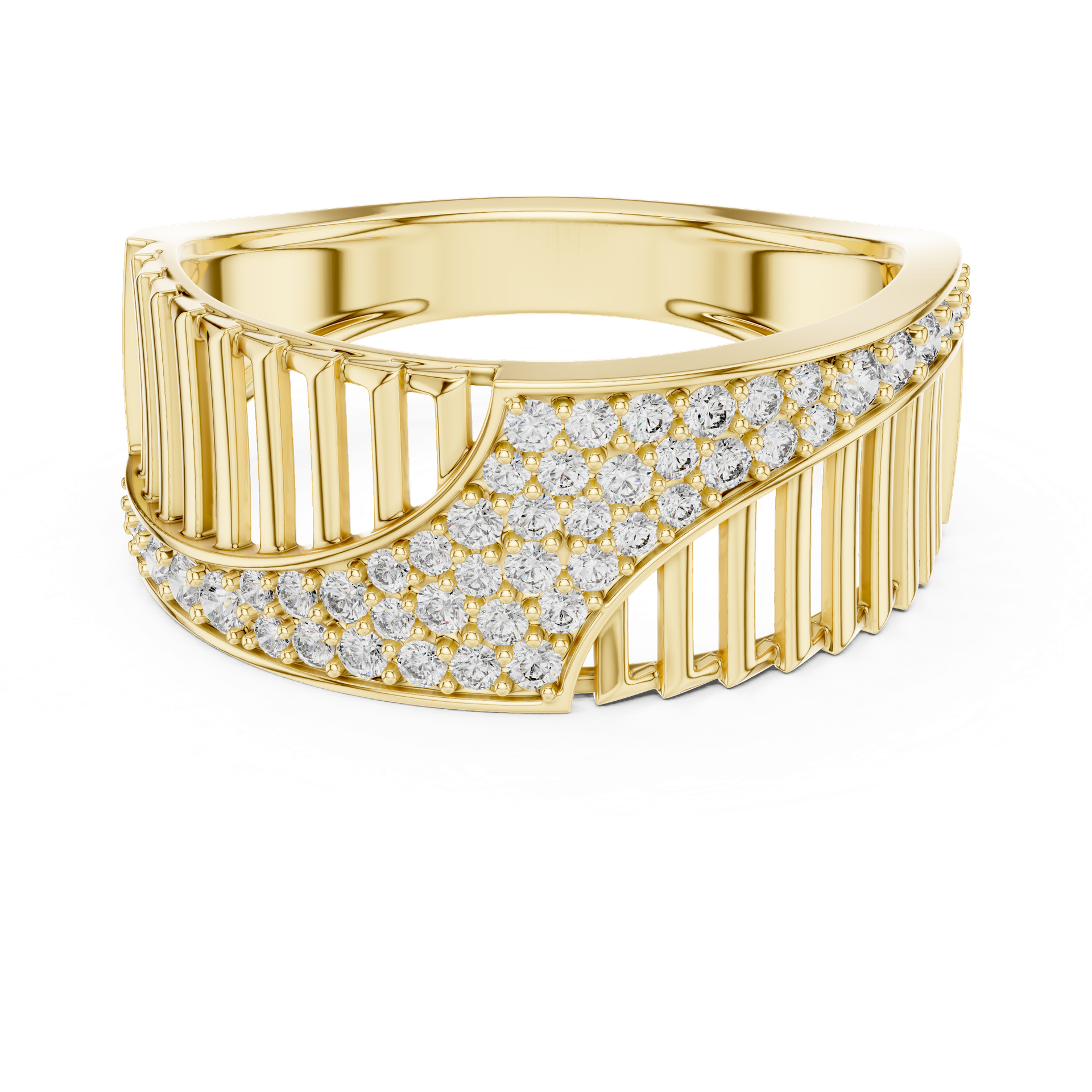 Diamond Cuff Ring | Radiant Openwork Diamond Band | Luxury Gold Jewelry | THE DIAMOWN view 4