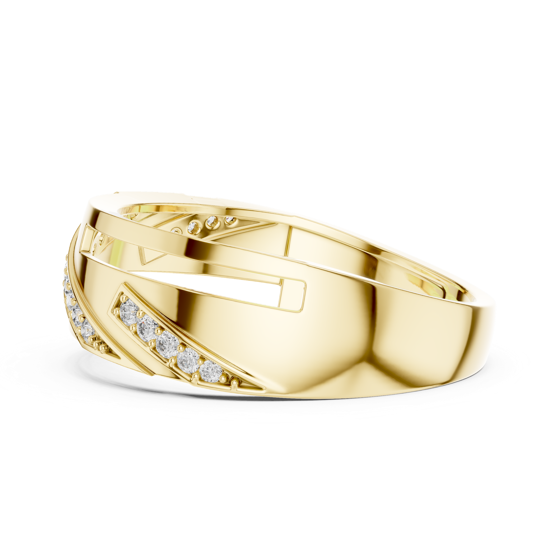 Diamond Crossover Band Ring | Pavé Round Diamond Ring | Gold, Platinum & Silver | Modern Fine Jewelry | THE DIAMOWN view 2
