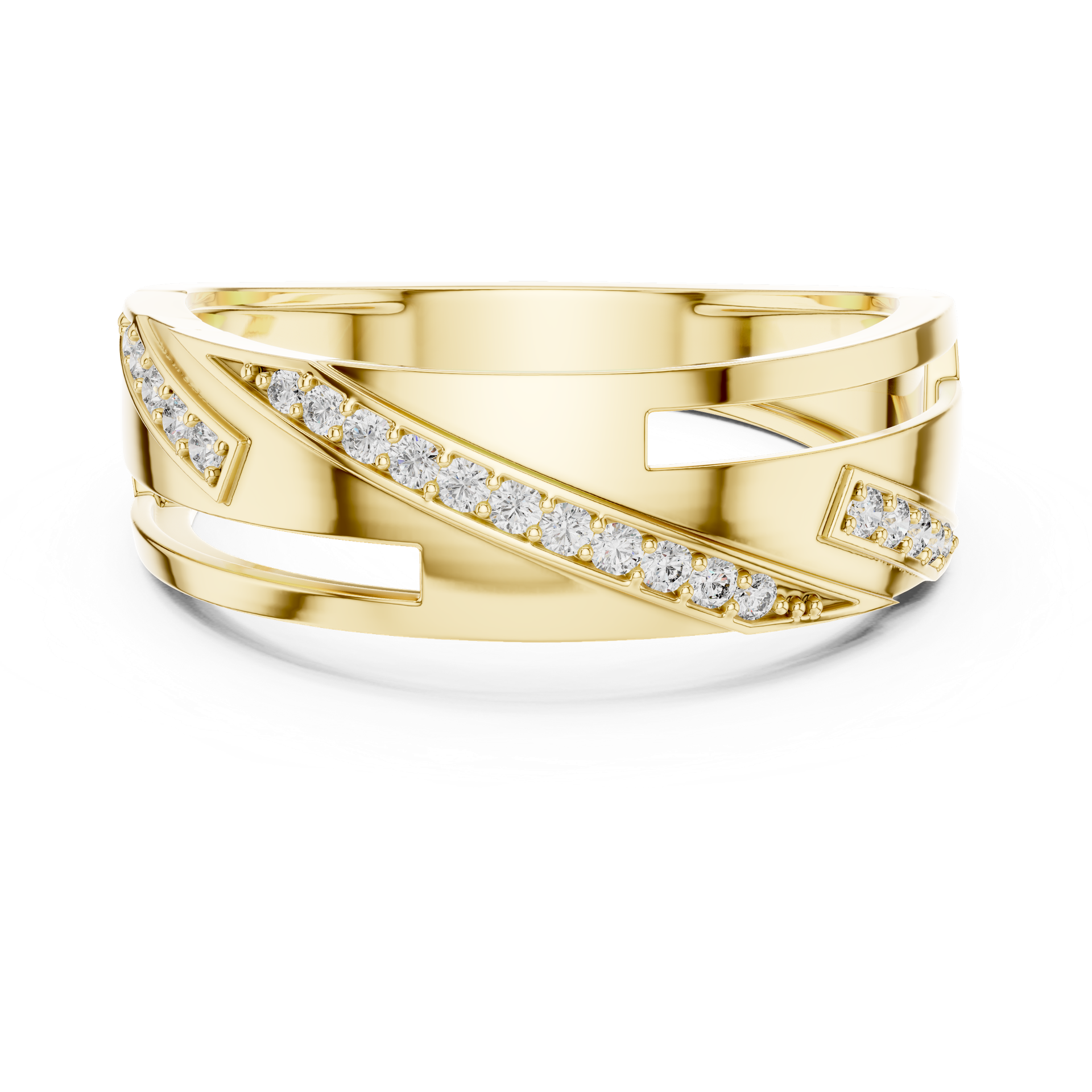 Diamond Crossover Band Ring | Pavé Round Diamond Ring | Gold, Platinum & Silver | Modern Fine Jewelry | THE DIAMOWN view 3