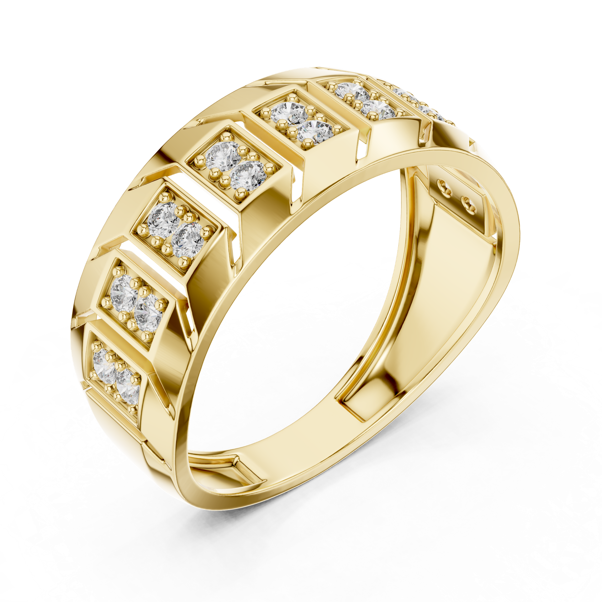 Geometric Diamond Statement Ring in Gold, Silver & Platinum | THE DIAMOWN view 2