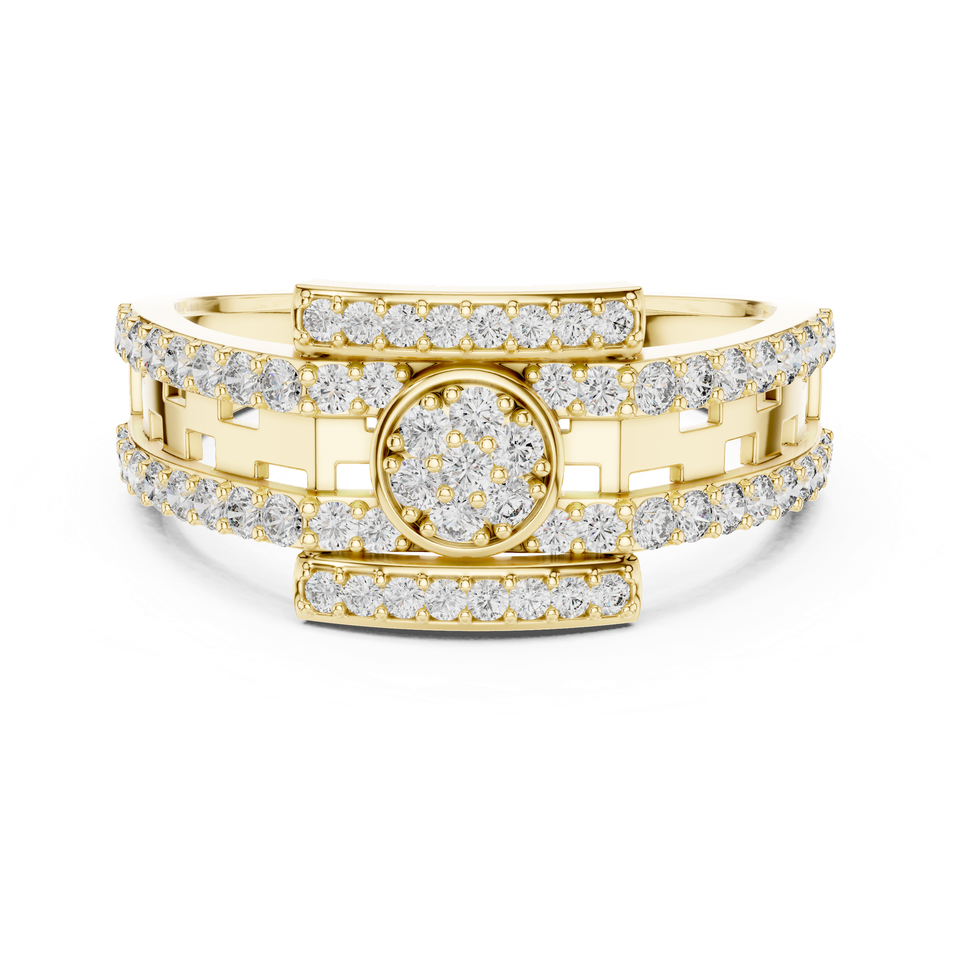 Diamond Geometric Band Ring | Round Diamond Pavé Ring | Luxury Diamond Statement Ring | Modern Fine Jewelry | THE DIAMOWN view 4