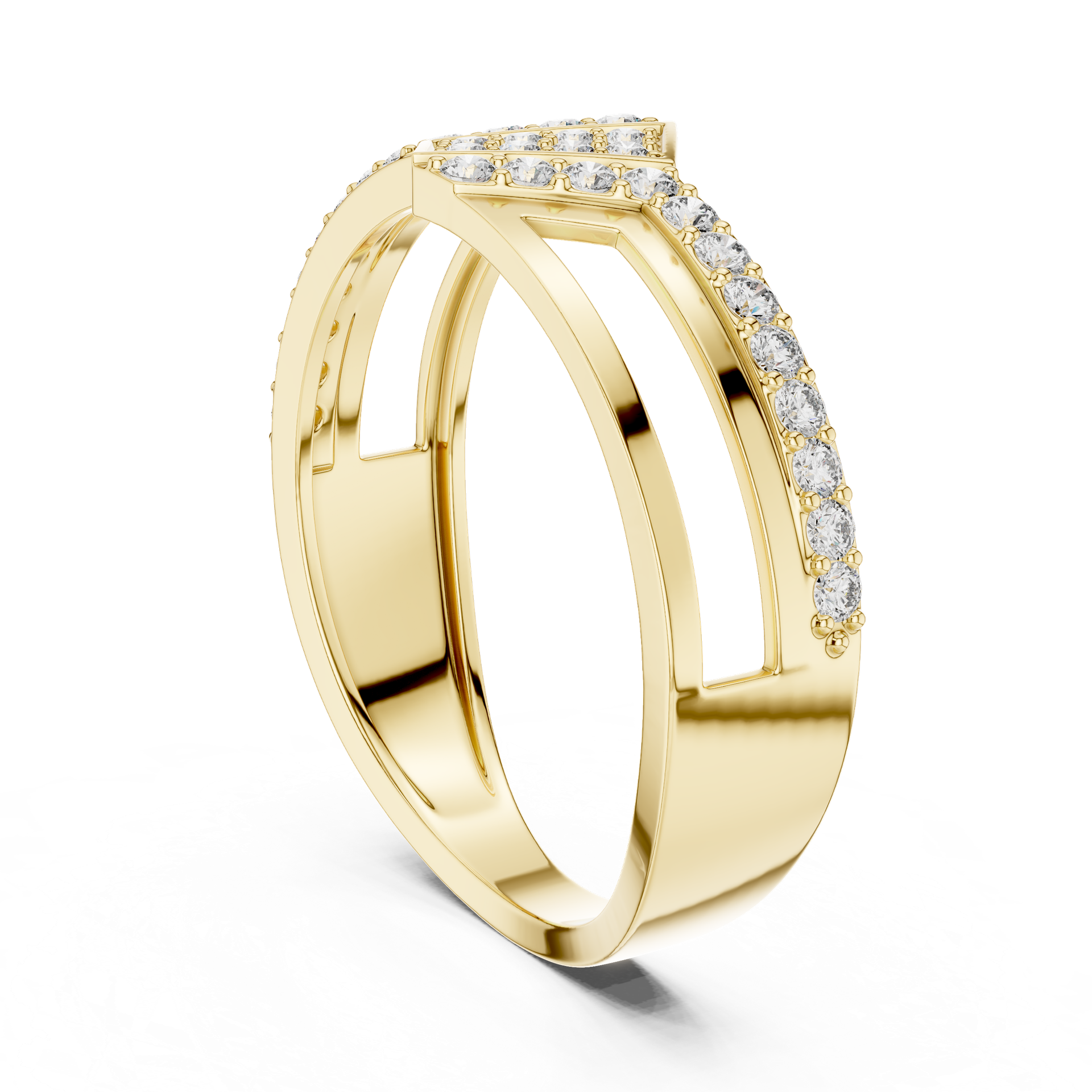 Aurelia Royal Geometric Diamond Statement Ring | Round Diamond Pavé Ring | Luxury Geometric Gold Ring | Modern Fine Jewelry | THE DIAMOWN