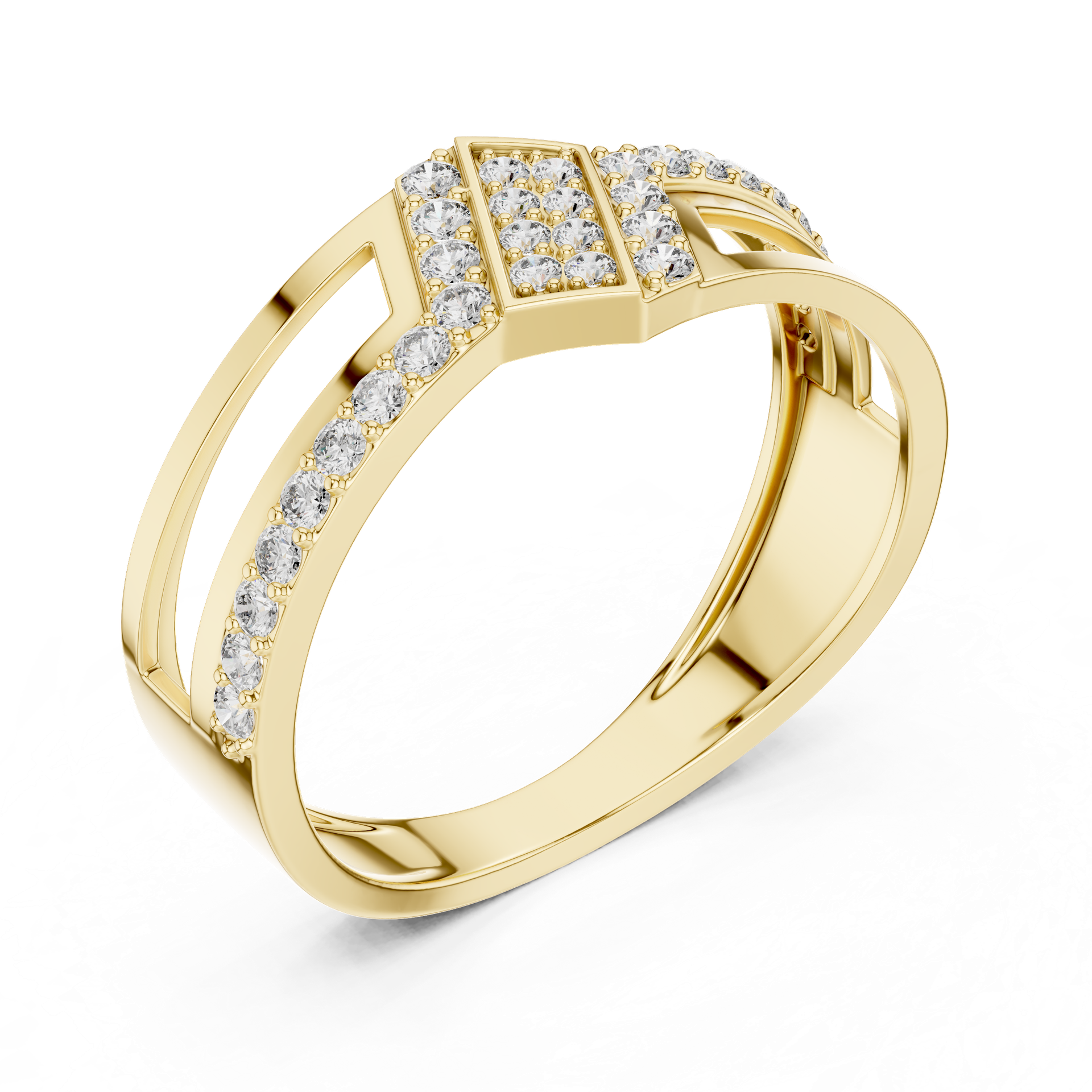 Aurelia Royal Geometric Diamond Statement Ring | Round Diamond Pavé Ring | Luxury Geometric Gold Ring | Modern Fine Jewelry | THE DIAMOWN view 2