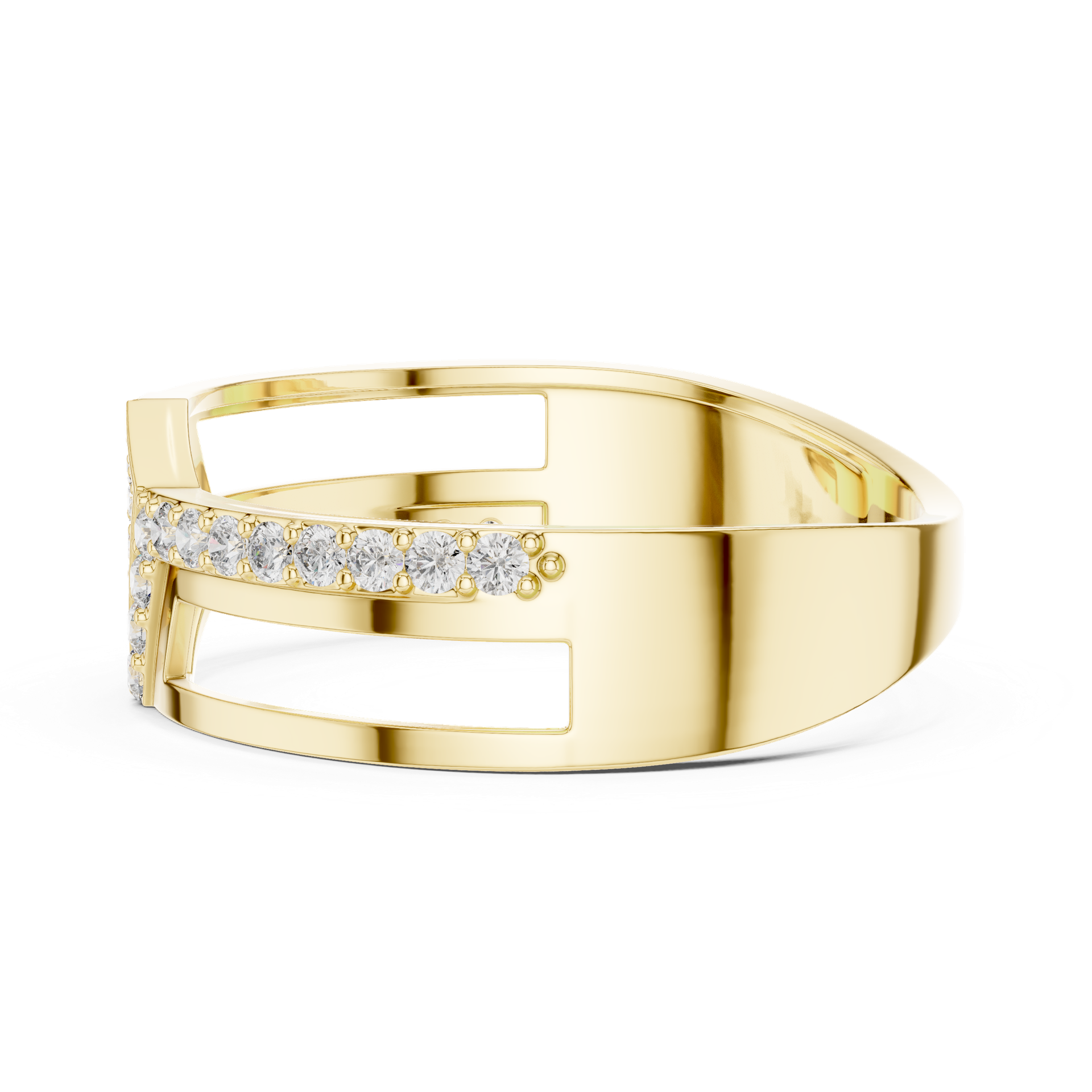 Aurelia Royal Geometric Diamond Statement Ring | Round Diamond Pavé Ring | Luxury Geometric Gold Ring | Modern Fine Jewelry | THE DIAMOWN view 3