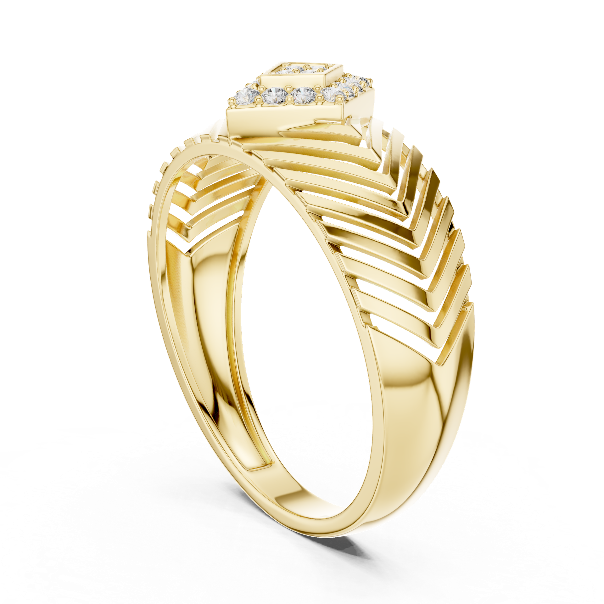 Diamond Openwork Ring | Geometric Square Diamond Setting | Pavé Accent Fine Jewelry | Gold, Platinum & Silver | THE DIAMOWN