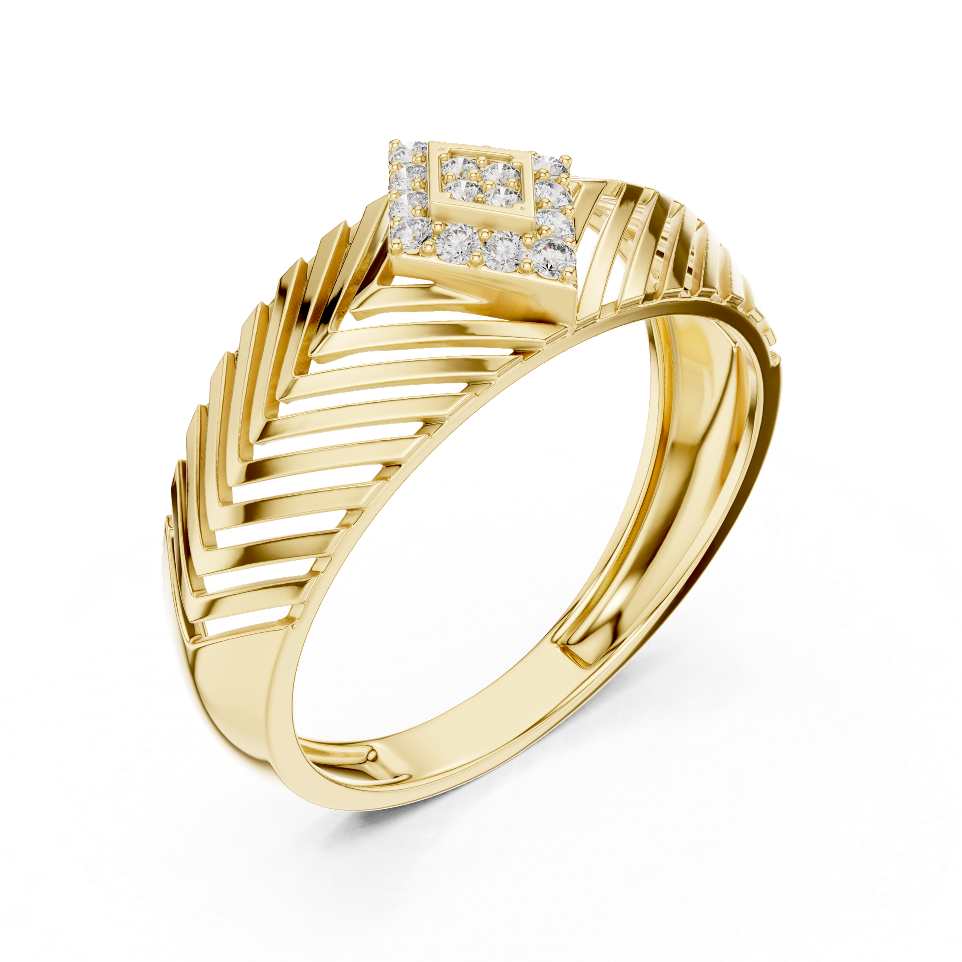 Diamond Openwork Ring | Geometric Square Diamond Setting | Pavé Accent Fine Jewelry | Gold, Platinum & Silver | THE DIAMOWN view 3