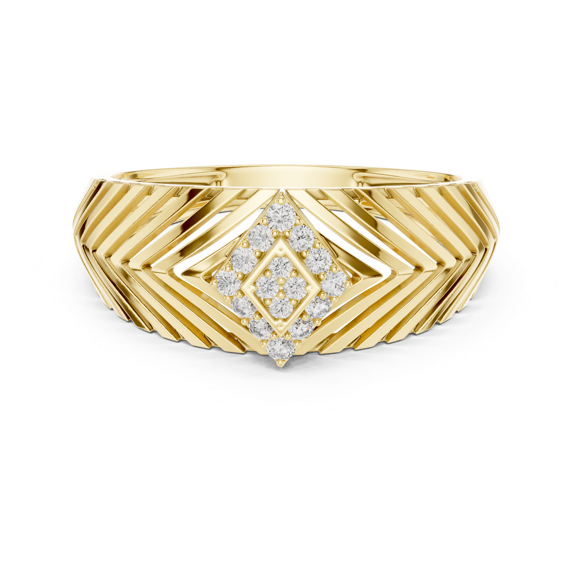 Diamond Openwork Ring | Geometric Square Diamond Setting | Pavé Accent Fine Jewelry | Gold, Platinum & Silver | THE DIAMOWN view 4