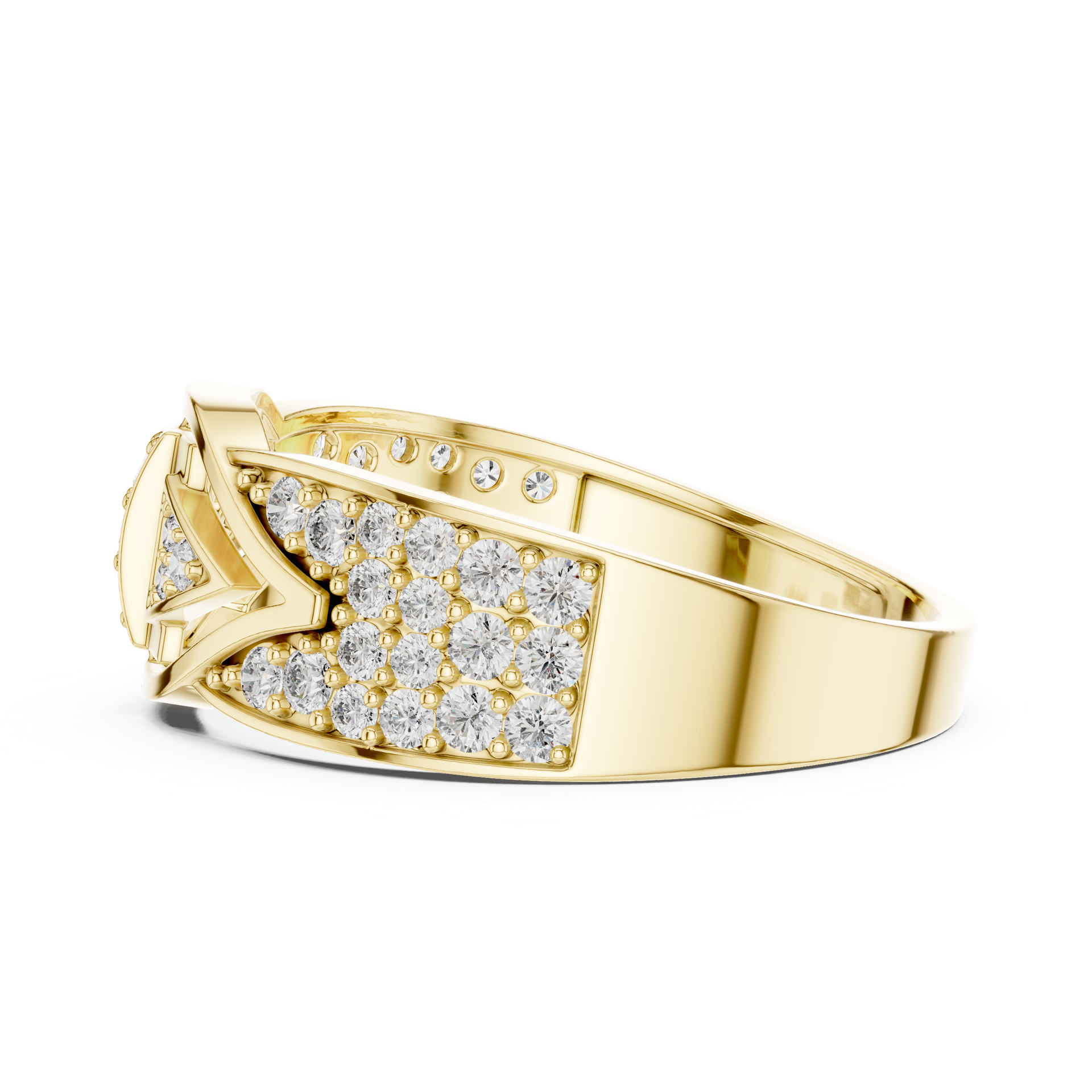 Diamond Geometric Ring | Split-Shank Round Diamond Design | Pavé Accent Ring | Gold, Platinum & Silver | THE DIAMOWN view 2