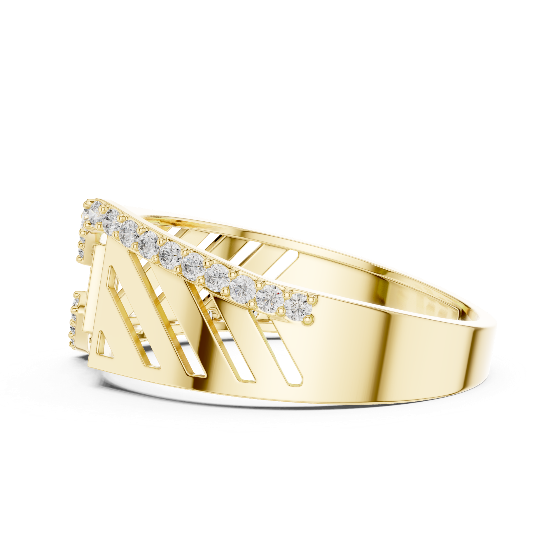 Diamond Architectural Band Ring | Curved Pavé Diamond Design | Geometric Statement Ring | Gold, Platinum & Silver | THE DIAMOWN view 3