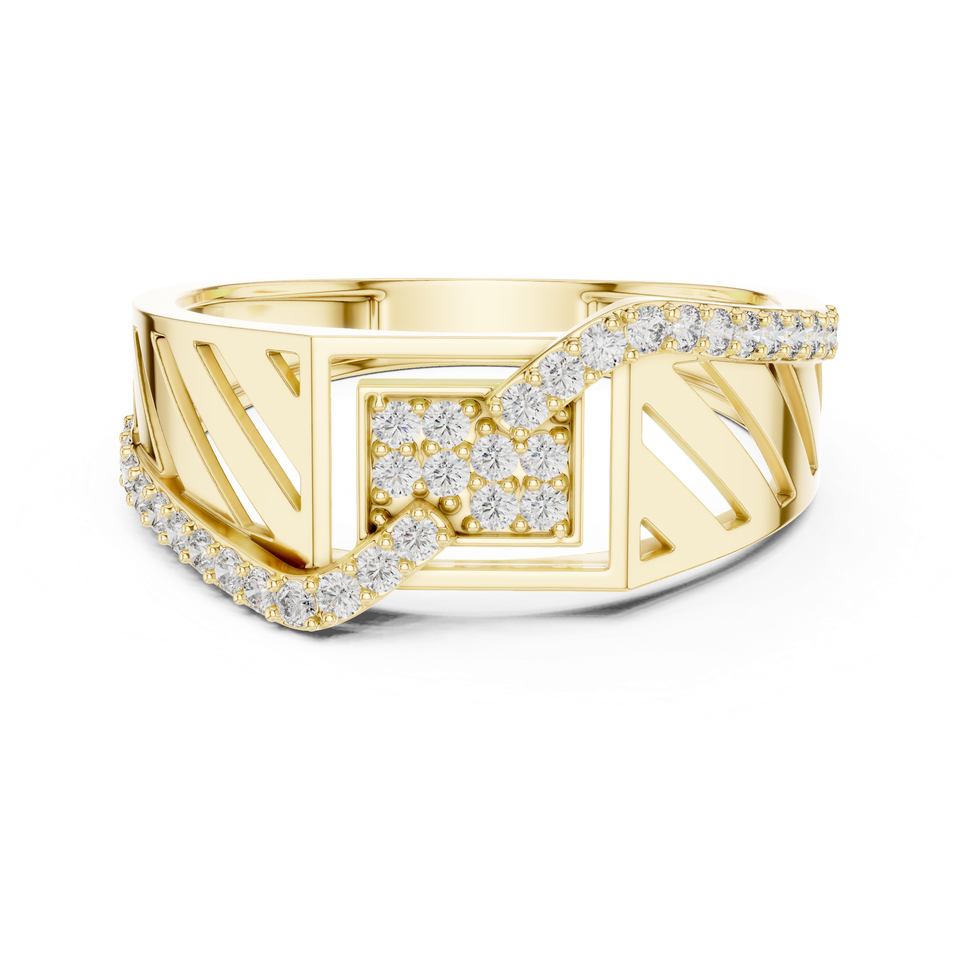 Diamond Architectural Band Ring | Curved Pavé Diamond Design | Geometric Statement Ring | Gold, Platinum & Silver | THE DIAMOWN view 4