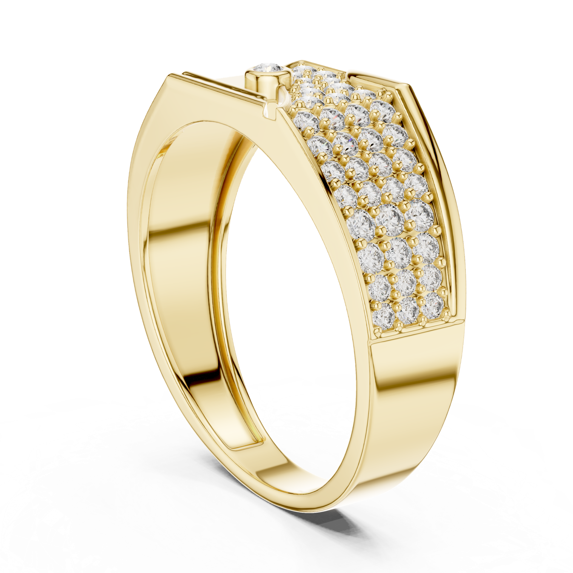 Diamond Curved Pavé Band Ring | Round Diamond Statement Ring | Contemporary Fine Jewelry | Gold, Platinum & Silver | THE DIAMOWN Product Description
