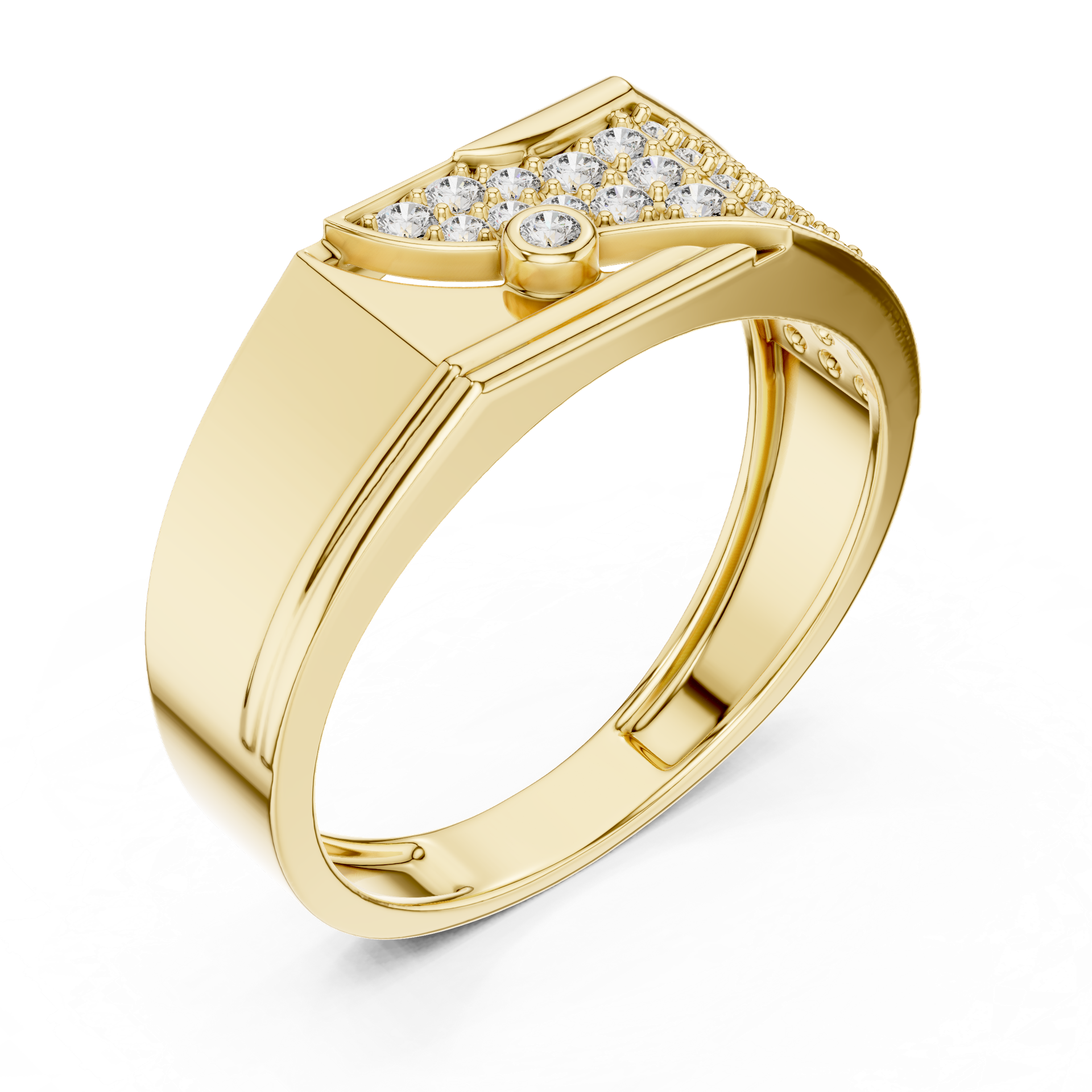 Diamond Curved Pavé Band Ring | Round Diamond Statement Ring | Contemporary Fine Jewelry | Gold, Platinum & Silver | THE DIAMOWN  Product Description view 2