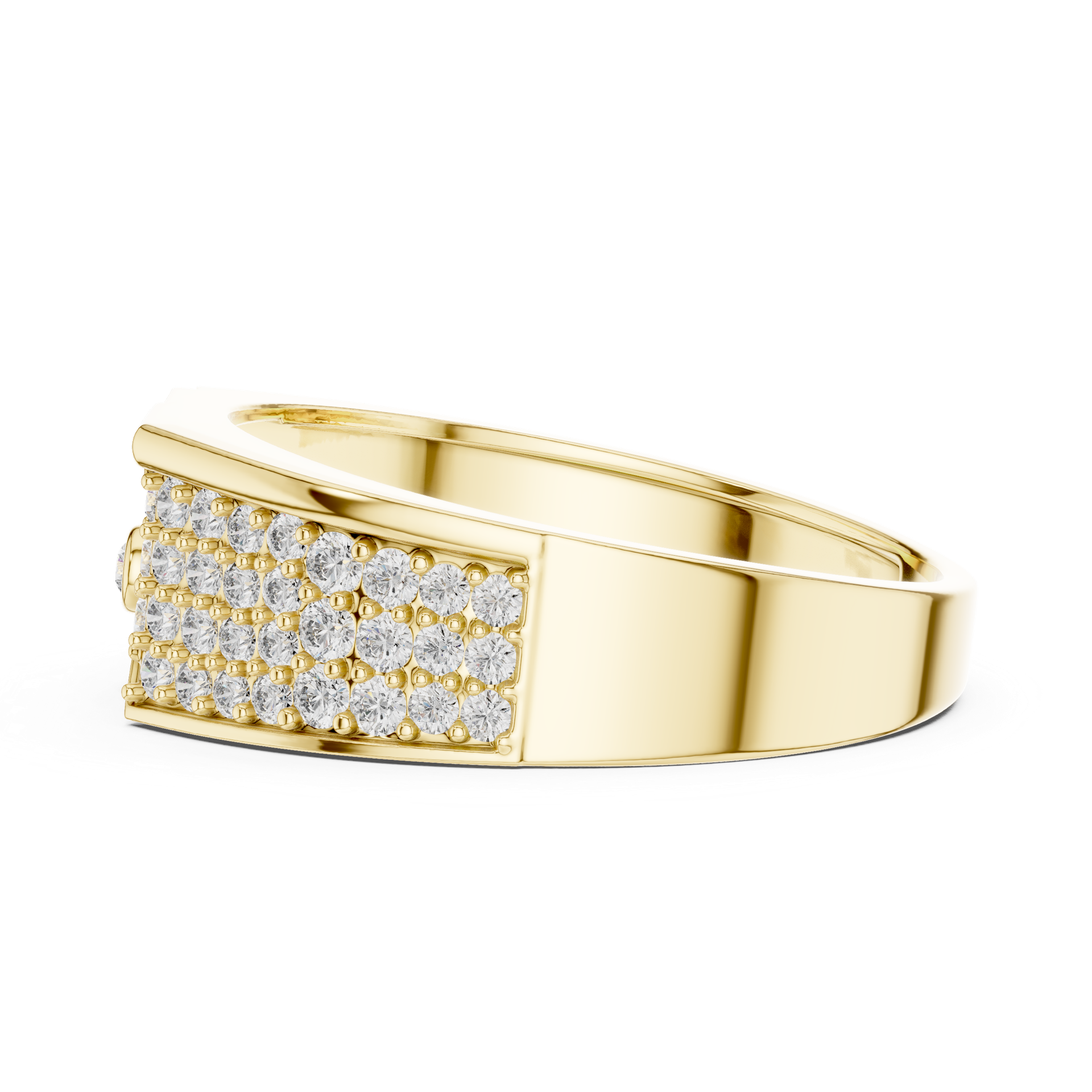 Diamond Curved Pavé Band Ring | Round Diamond Statement Ring | Contemporary Fine Jewelry | Gold, Platinum & Silver | THE DIAMOWN  Product Description view 3