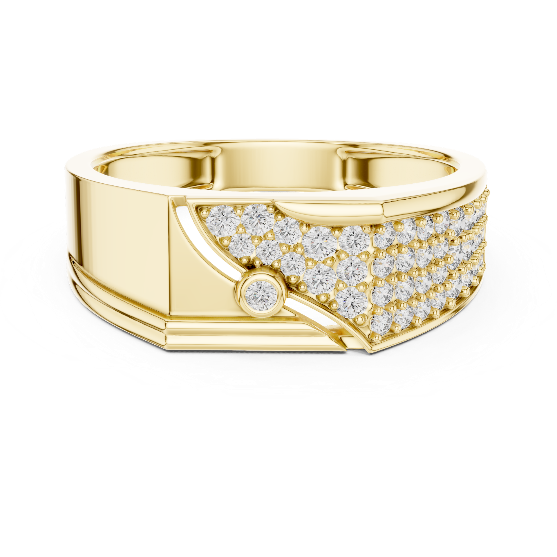 Diamond Curved Pavé Band Ring | Round Diamond Statement Ring | Contemporary Fine Jewelry | Gold, Platinum & Silver | THE DIAMOWN  Product Description view 4