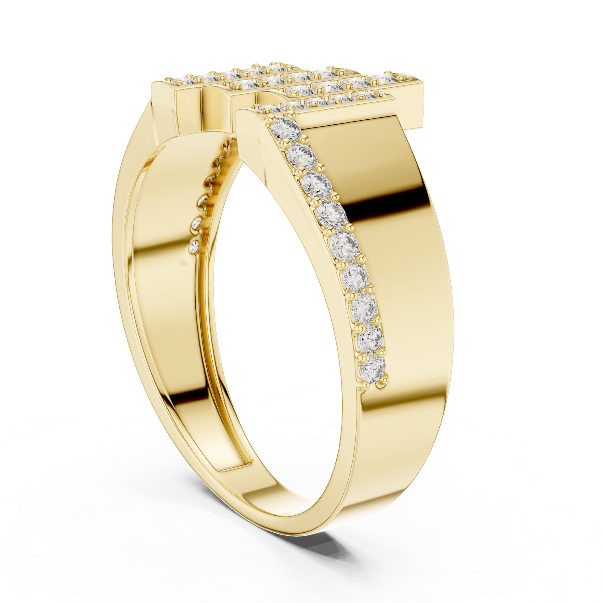 Diamond Geometric Pavé Band Ring | Modern Statement Diamond Ring | Bold Fine Jewelry | Gold, Platinum & Silver | THE DIAMOWN