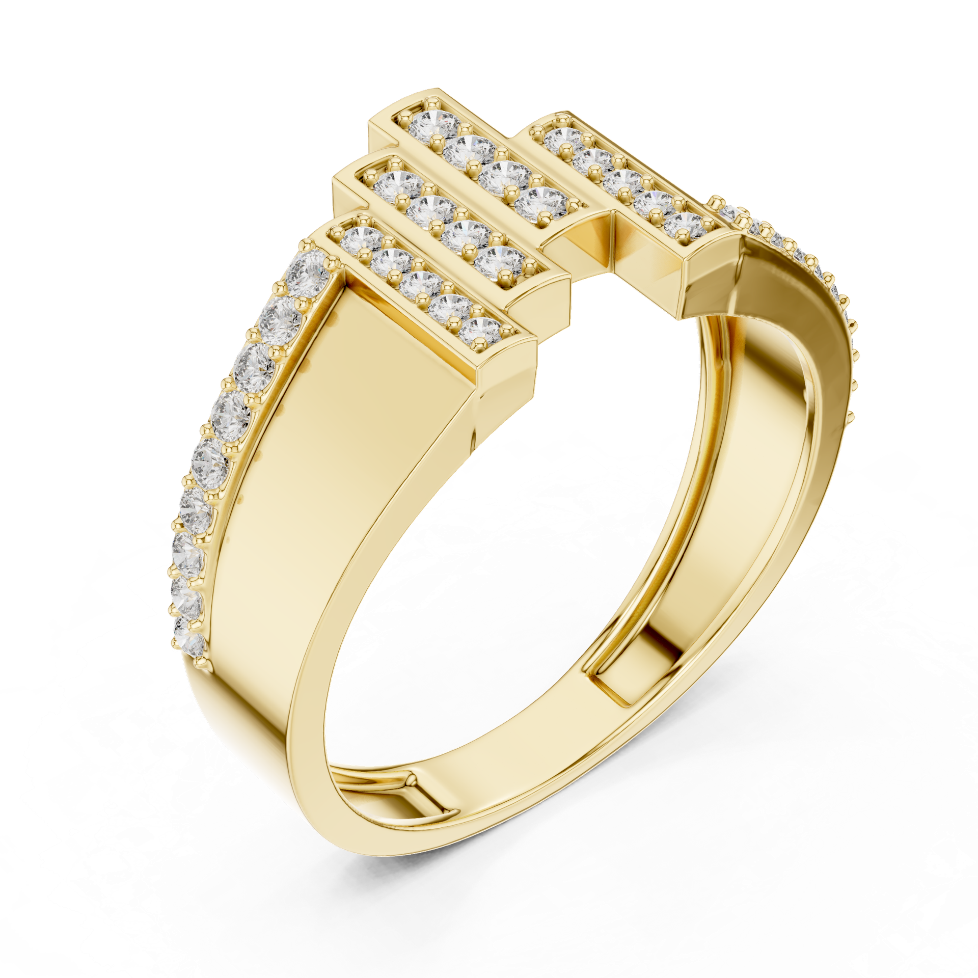 Diamond Geometric Pavé Band Ring | Modern Statement Diamond Ring | Bold Fine Jewelry | Gold, Platinum & Silver | THE DIAMOWN view 3