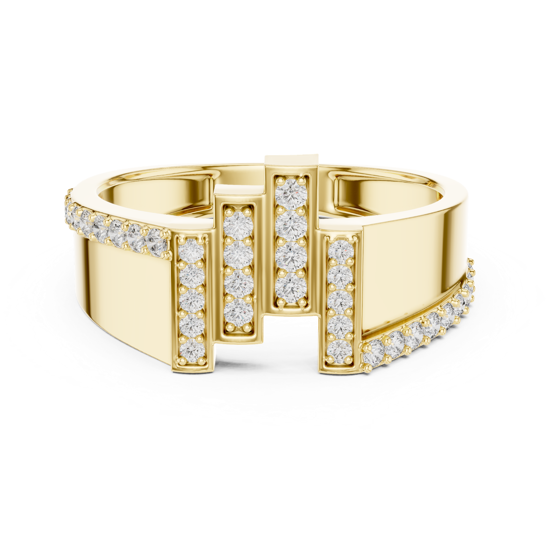 Diamond Geometric Pavé Band Ring | Modern Statement Diamond Ring | Bold Fine Jewelry | Gold, Platinum & Silver | THE DIAMOWN view 4