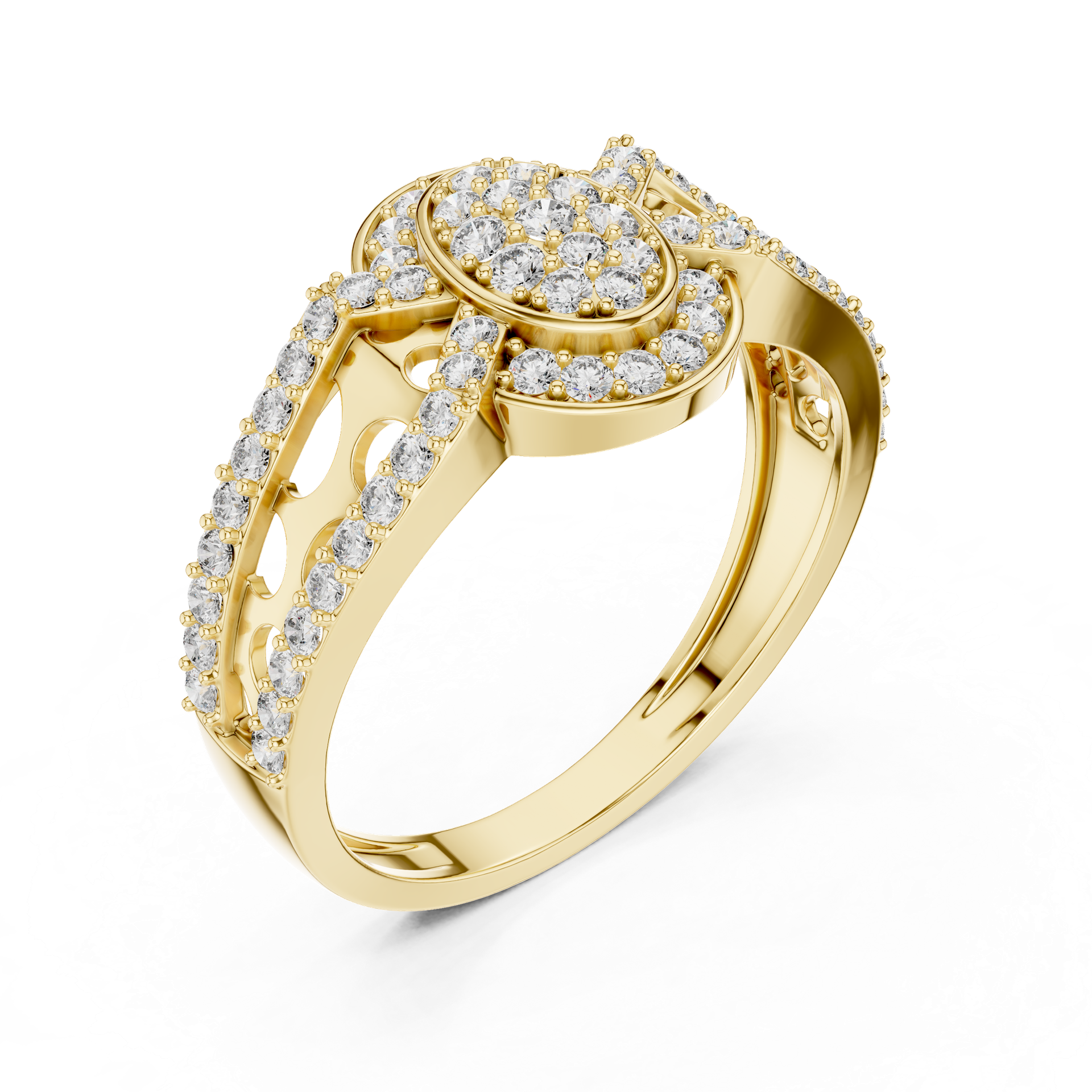 Diamond Halo Cluster Ring | Gold, Platinum & Silver | Fine Jewelry | THE DIAMOWN view 2