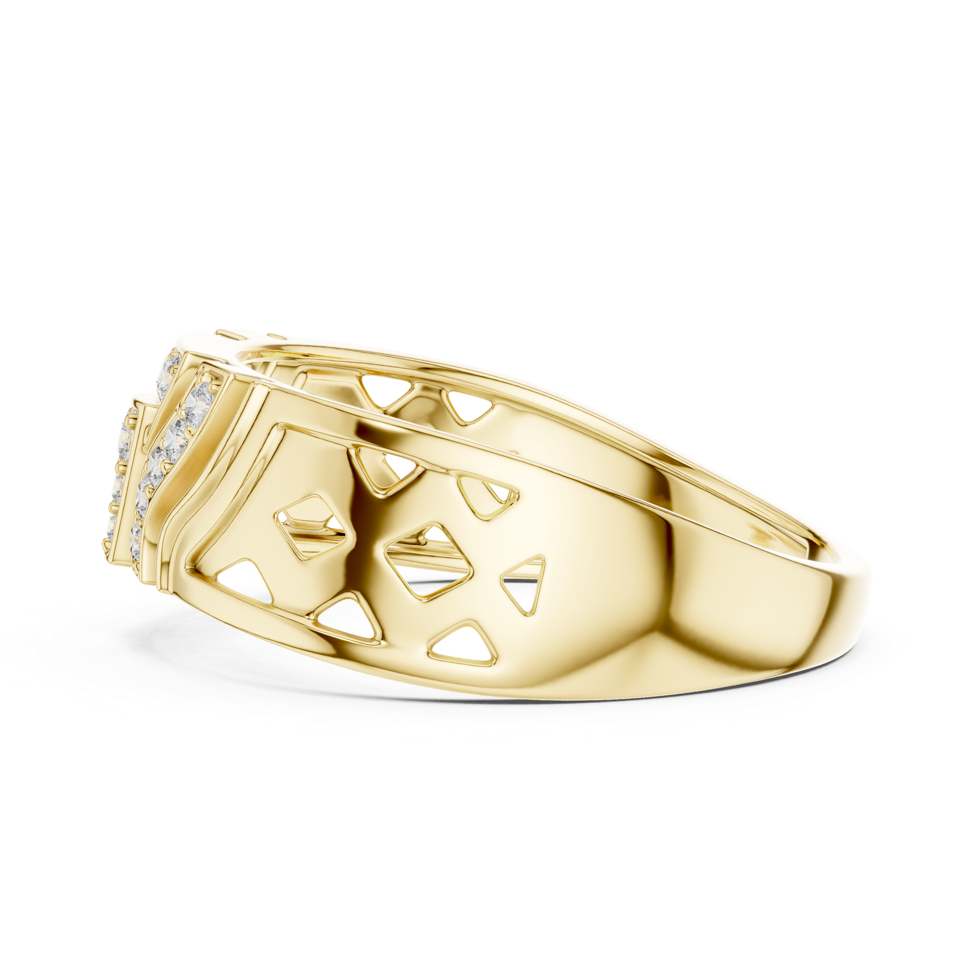 Diamond Tri-Panel Pavé Band Ring | Modern Geometric Diamond Ring | Fine Luxury Jewelry | Gold, Platinum & Silver | THE DIAMOWN view 3