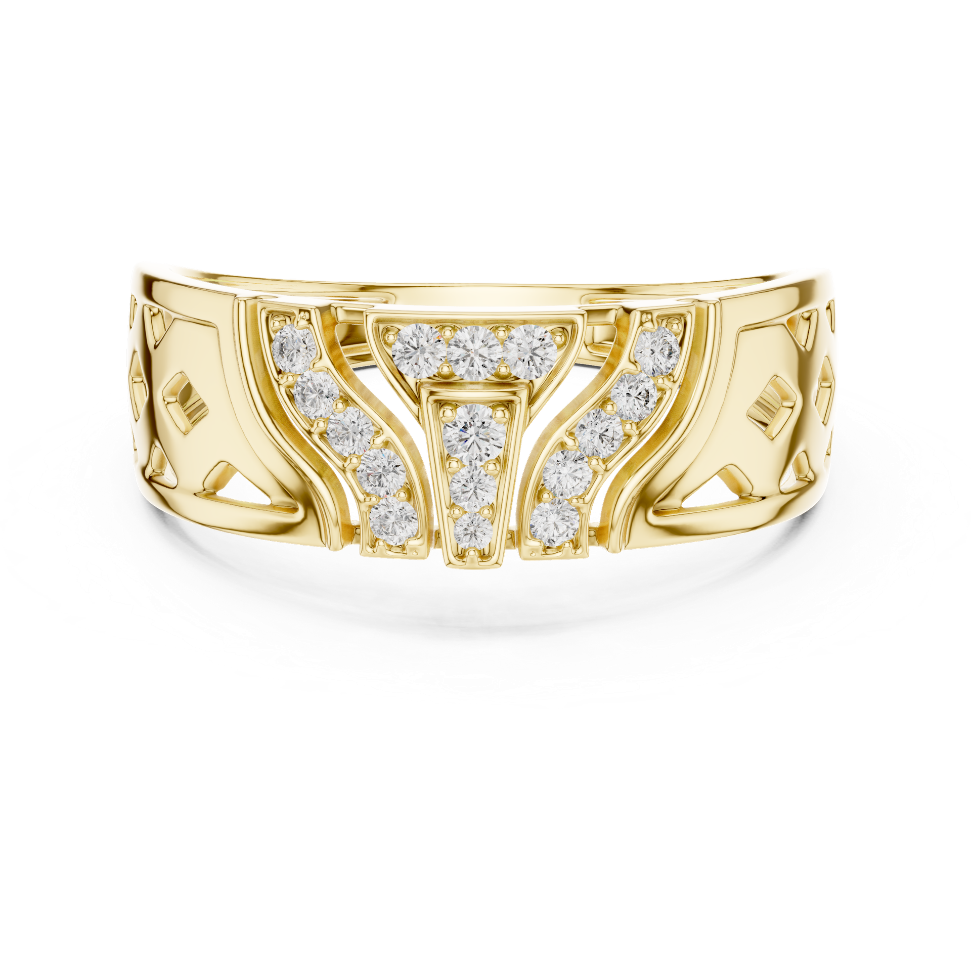 Diamond Tri-Panel Pavé Band Ring | Modern Geometric Diamond Ring | Fine Luxury Jewelry | Gold, Platinum & Silver | THE DIAMOWN view 4