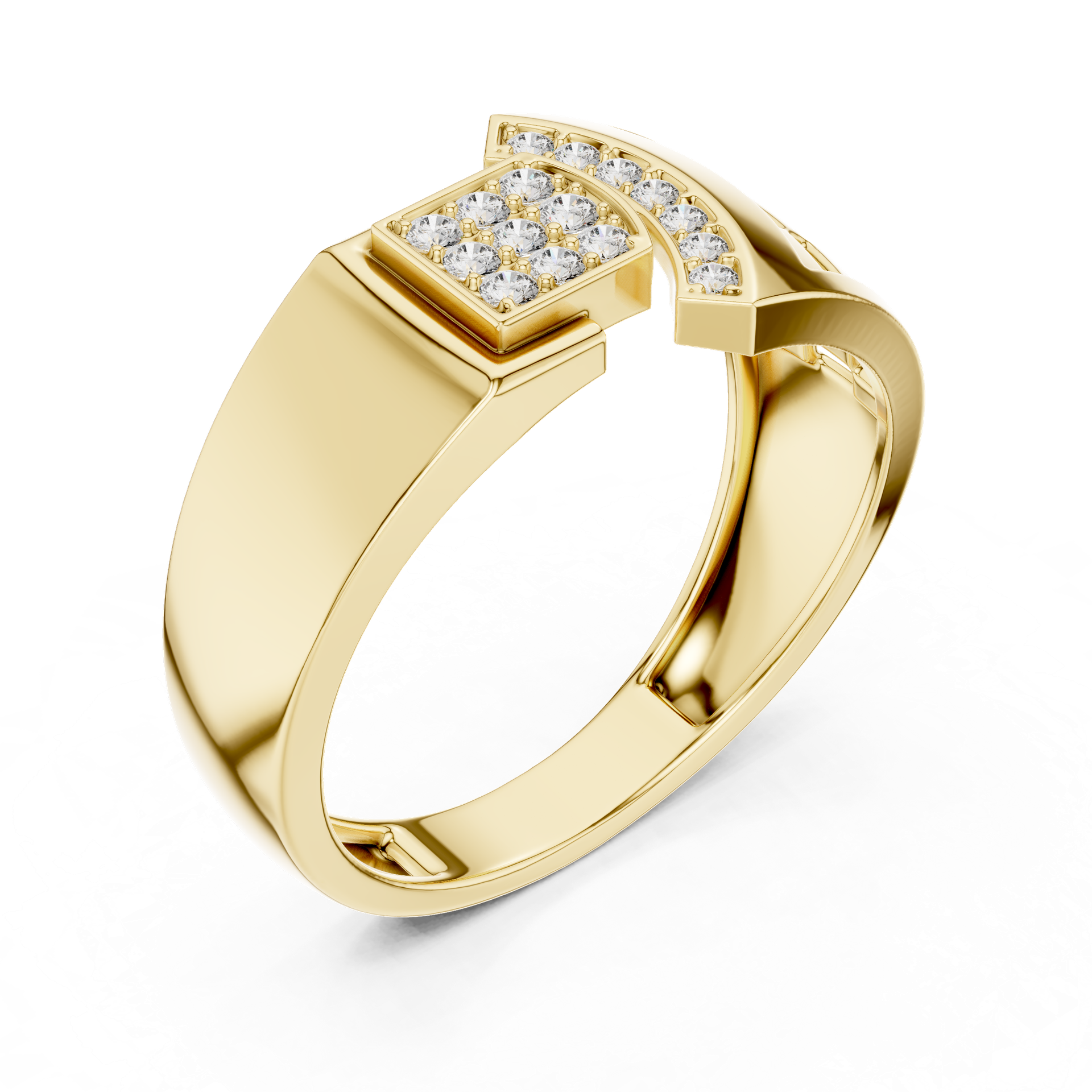 Diamond Cuff Ring | Round Diamond Statement Ring | Gold, Platinum & Silver | Luxury Fine Jewelry | THE DIAMOWN view 3