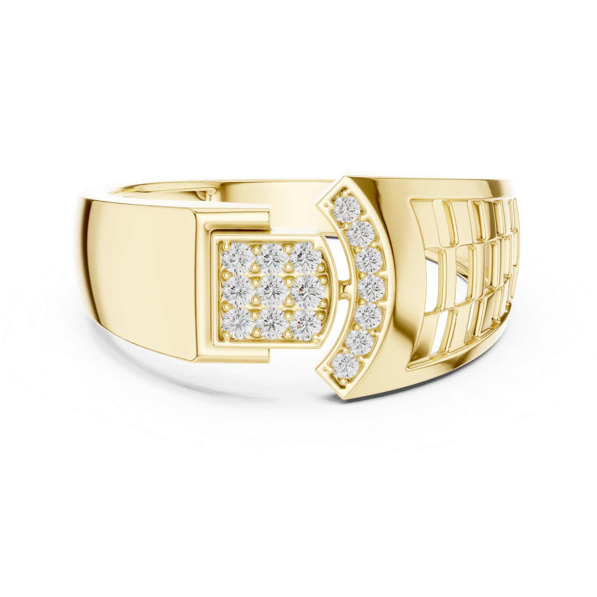 Diamond Cuff Ring | Round Diamond Statement Ring | Gold, Platinum & Silver | Luxury Fine Jewelry | THE DIAMOWN view 4