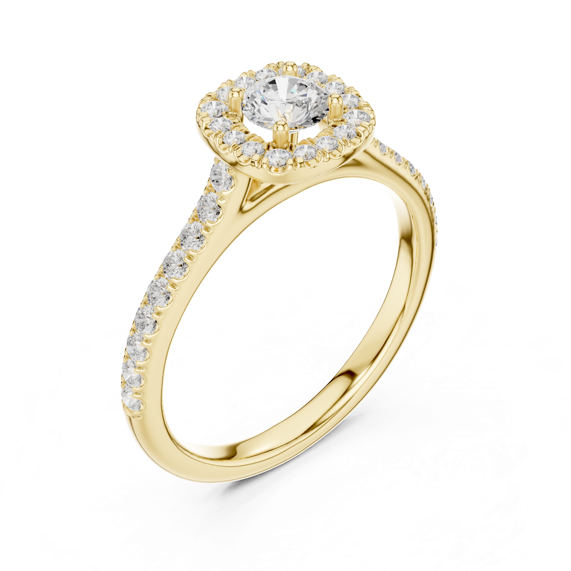 Natural & Lab‑Grown Diamond Halo Ring | Round‑Cut Center Stone with Diamond Band | Luxury Gold Bridal Jewelry | THE DIAMOWN view 3