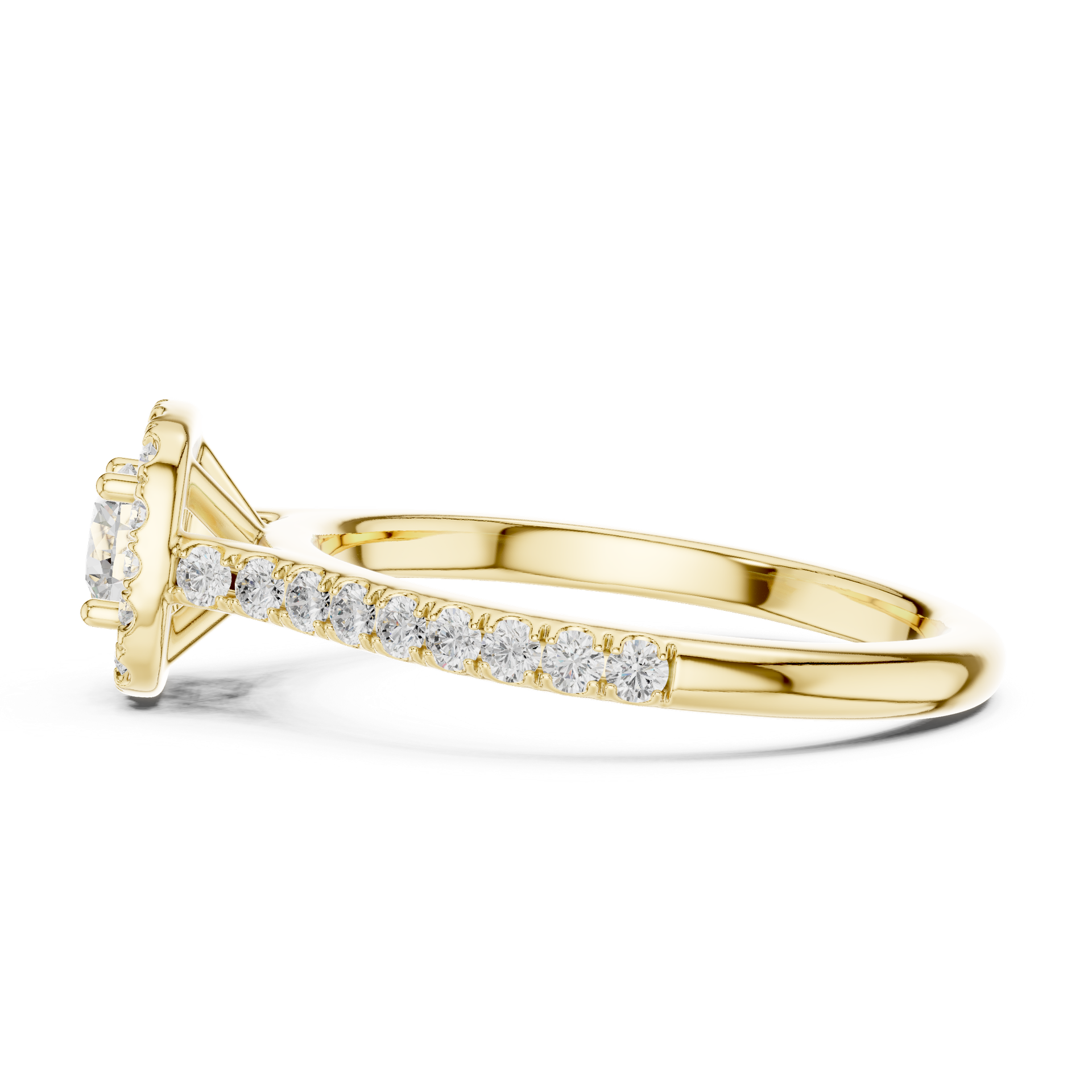 Natural & Lab‑Grown Diamond Halo Ring | Round‑Cut Center Stone with Diamond Band | Luxury Gold Bridal Jewelry | THE DIAMOWN view 2
