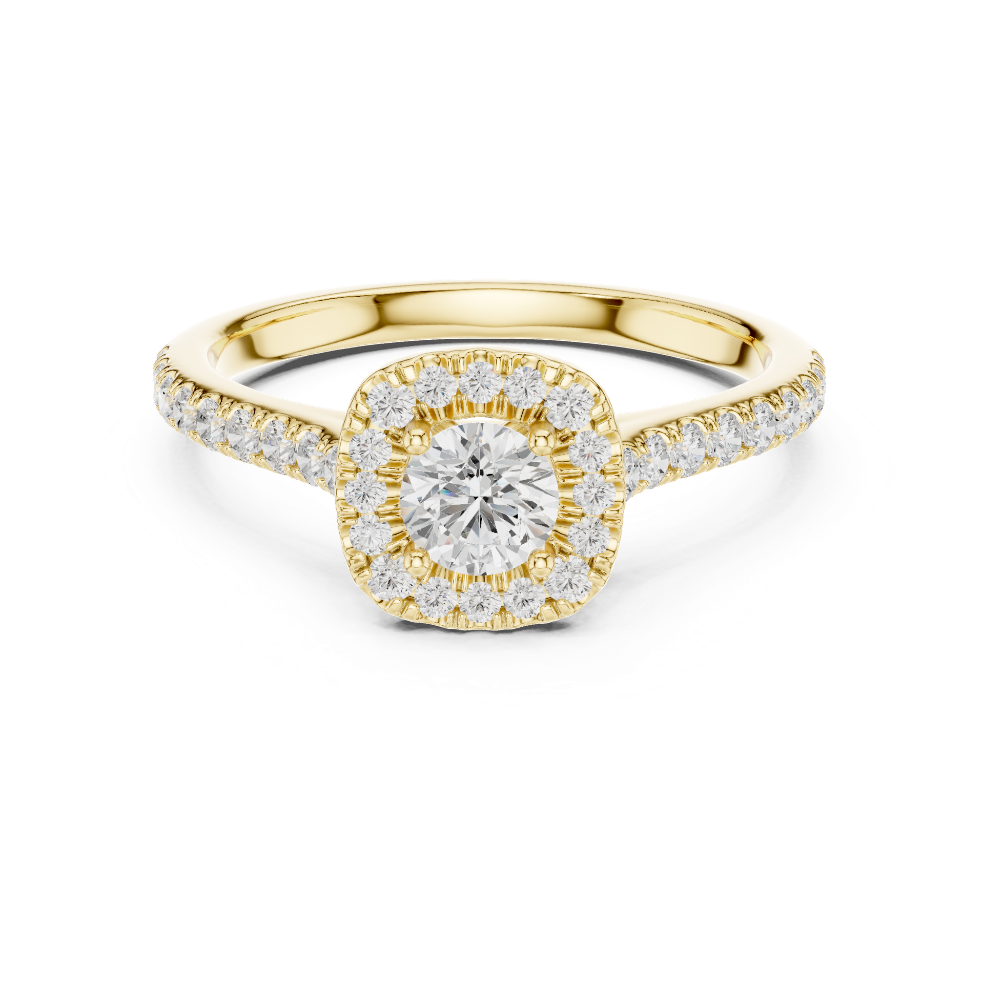 Natural & Lab‑Grown Diamond Halo Ring | Round‑Cut Center Stone with Diamond Band | Luxury Gold Bridal Jewelry | THE DIAMOWN view 4