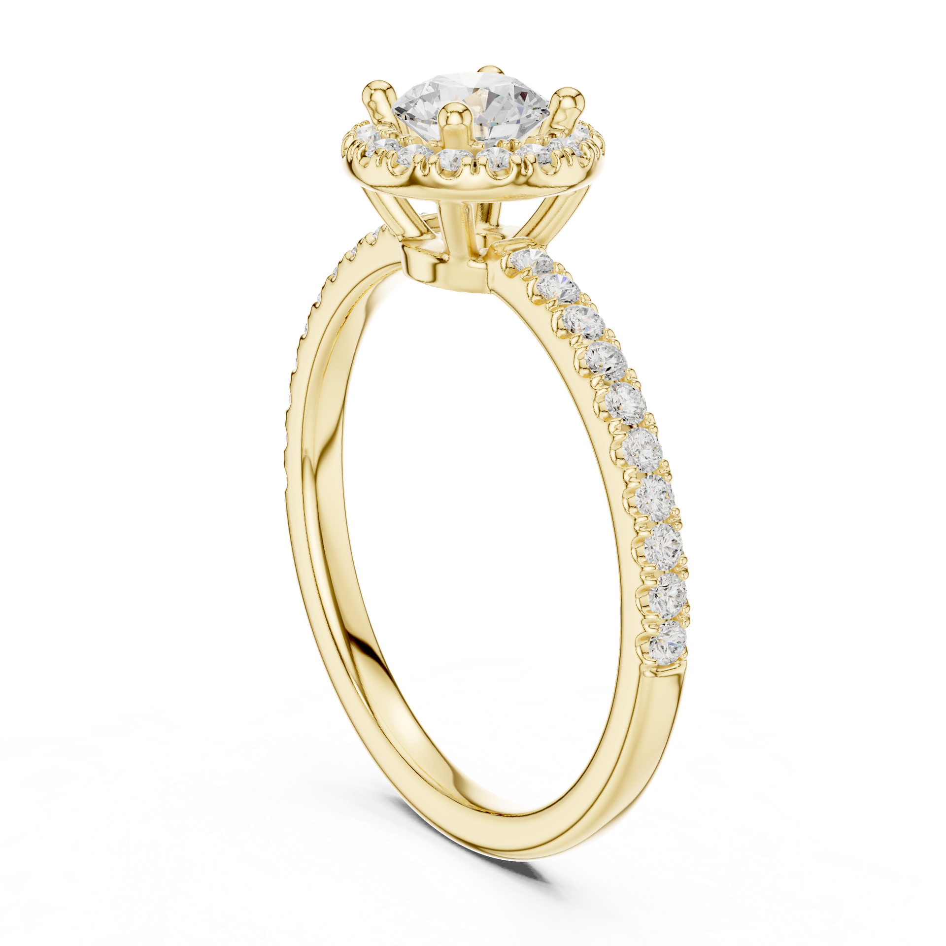Natural & Lab‑Grown Diamond Engagement Ring | Round‑Cut Halo Center | Diamond Band | Luxury Gold Bridal Jewelry | THE DIAMOWN
