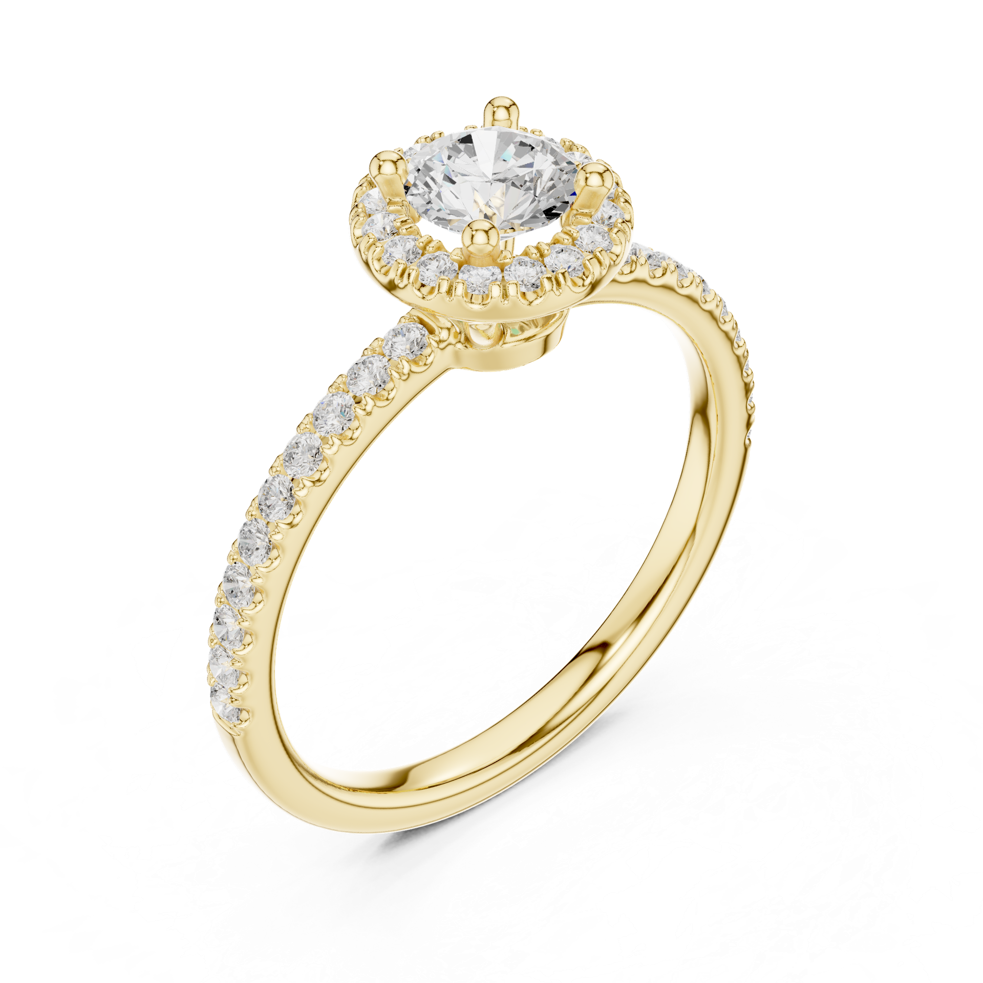 Natural & Lab‑Grown Diamond Engagement Ring | Round‑Cut Halo Center | Diamond Band | Luxury Gold Bridal Jewelry | THE DIAMOWN view 3