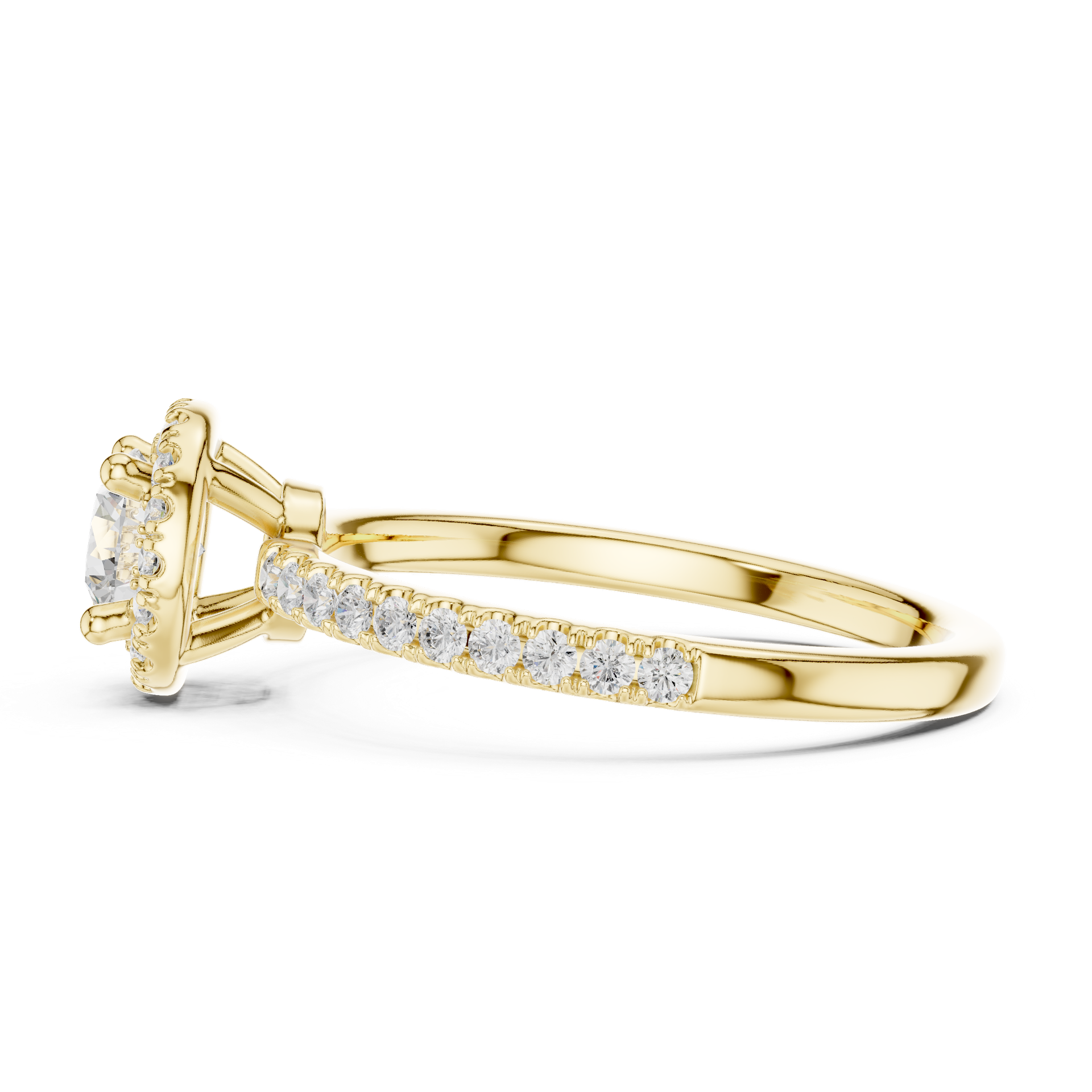 Natural & Lab‑Grown Diamond Engagement Ring | Round‑Cut Halo Center | Diamond Band | Luxury Gold Bridal Jewelry | THE DIAMOWN view 2