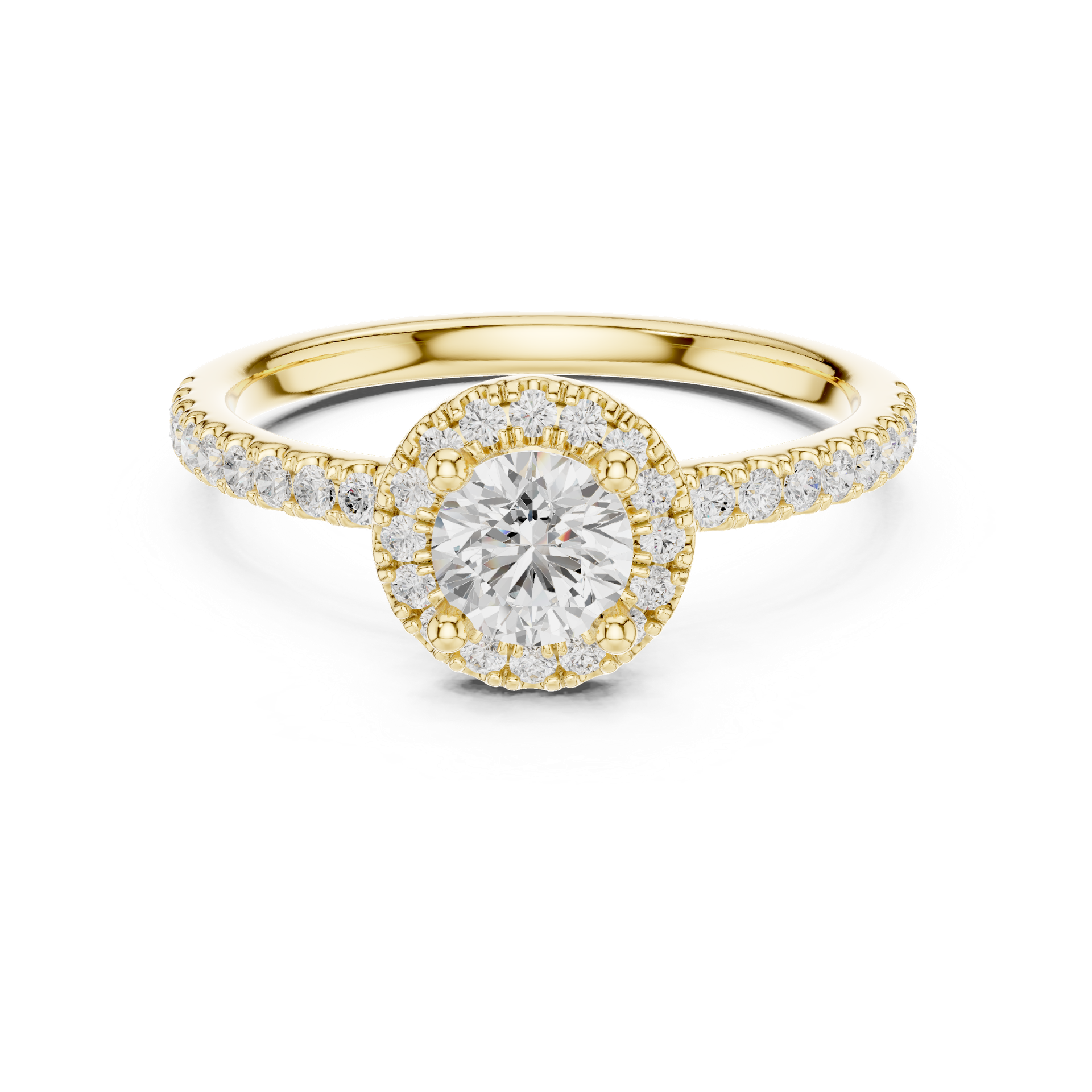 Natural & Lab‑Grown Diamond Engagement Ring | Round‑Cut Halo Center | Diamond Band | Luxury Gold Bridal Jewelry | THE DIAMOWN view 4