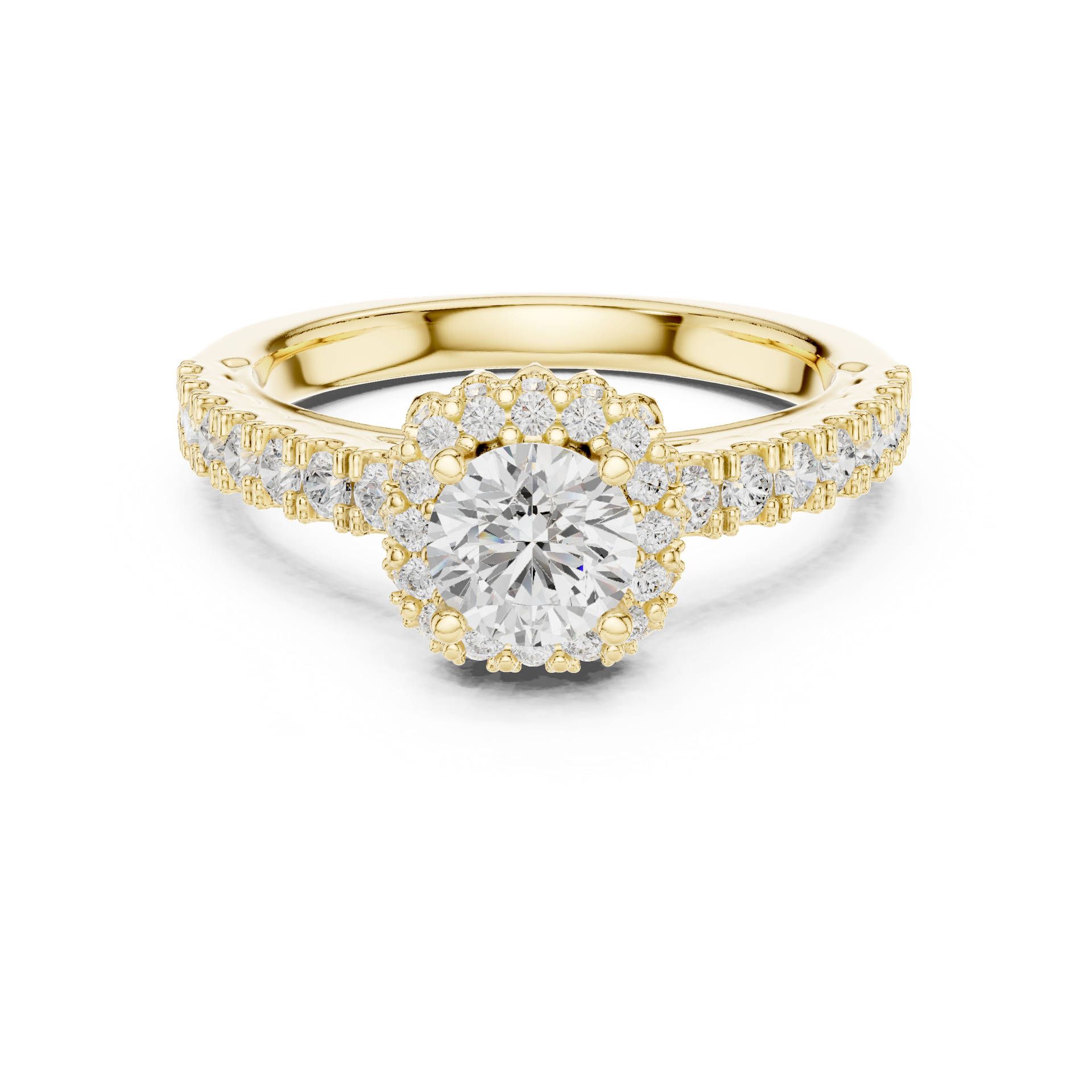 Brilliant Round Halo Diamond Ring with Pavé Band | Natural & Lab‑Grown Options | THE DIAMOWN view 4