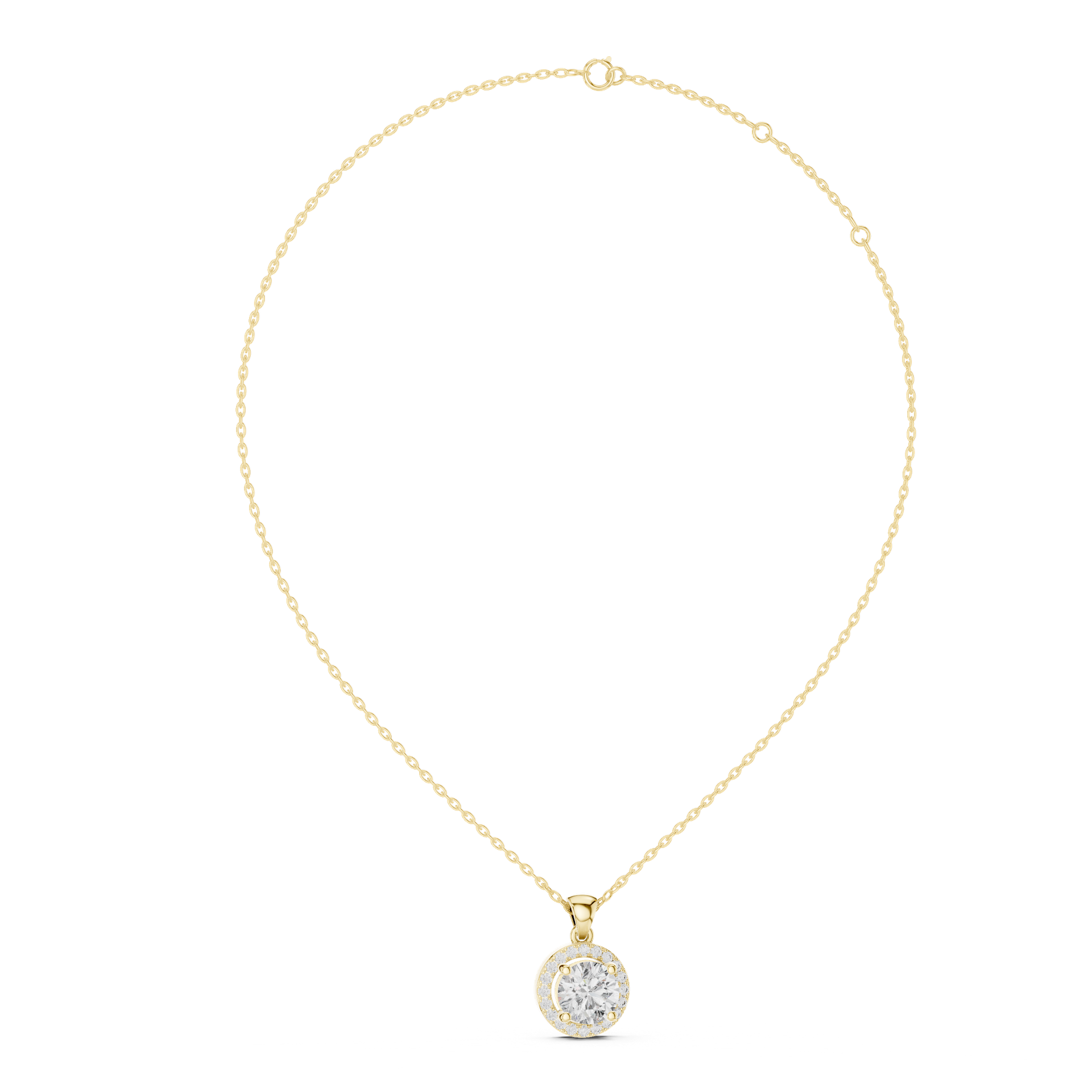 Diamond Halo Pendant | Gold Round‑Cut Solitaire Design (No Chain) | Luxury Jewellery | THE DIAMOWN