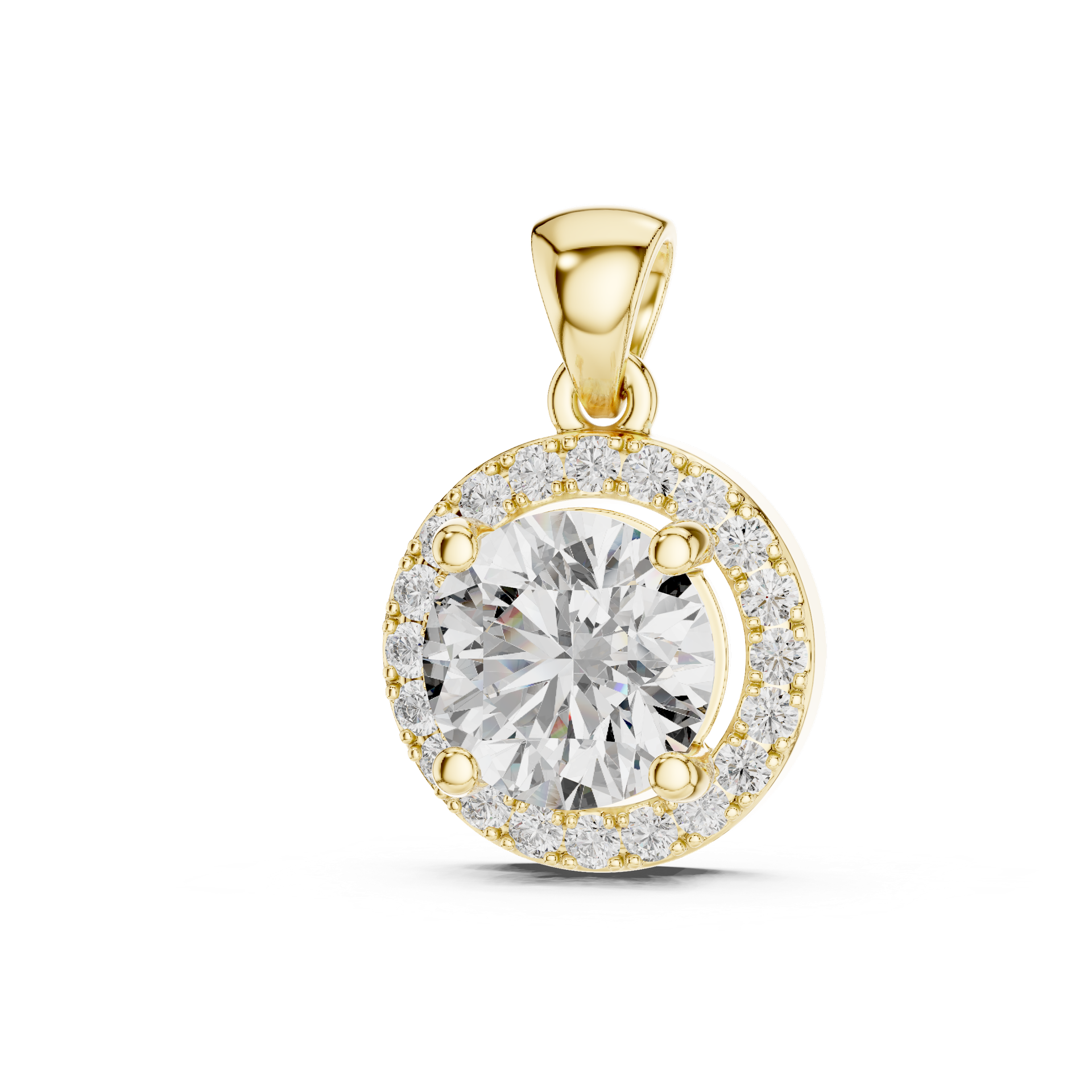 Diamond Halo Pendant | Gold Round‑Cut Solitaire Design (No Chain) | Luxury Jewellery | THE DIAMOWN view 3