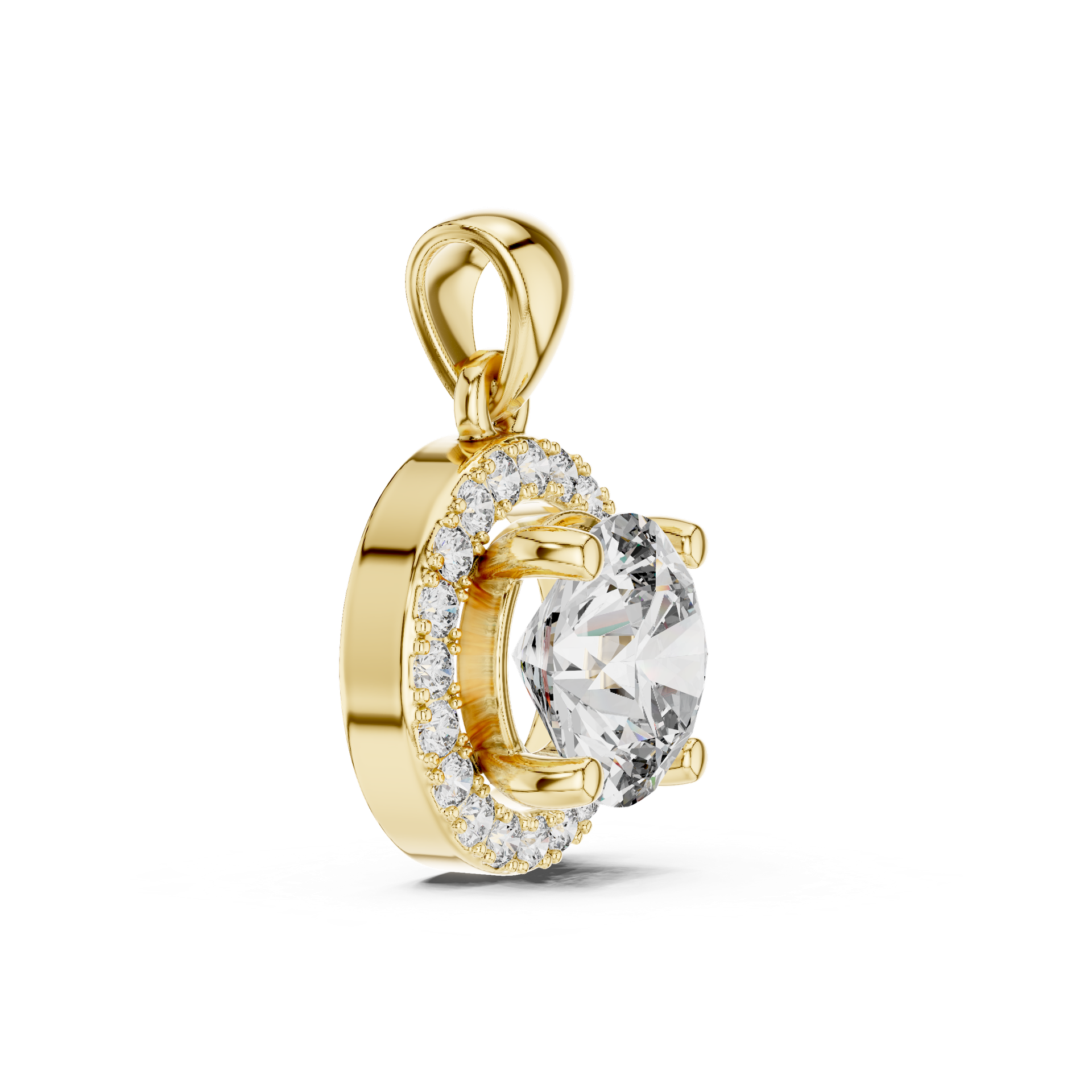 Diamond Halo Pendant | Gold Round‑Cut Solitaire Design (No Chain) | Luxury Jewellery | THE DIAMOWN view 2