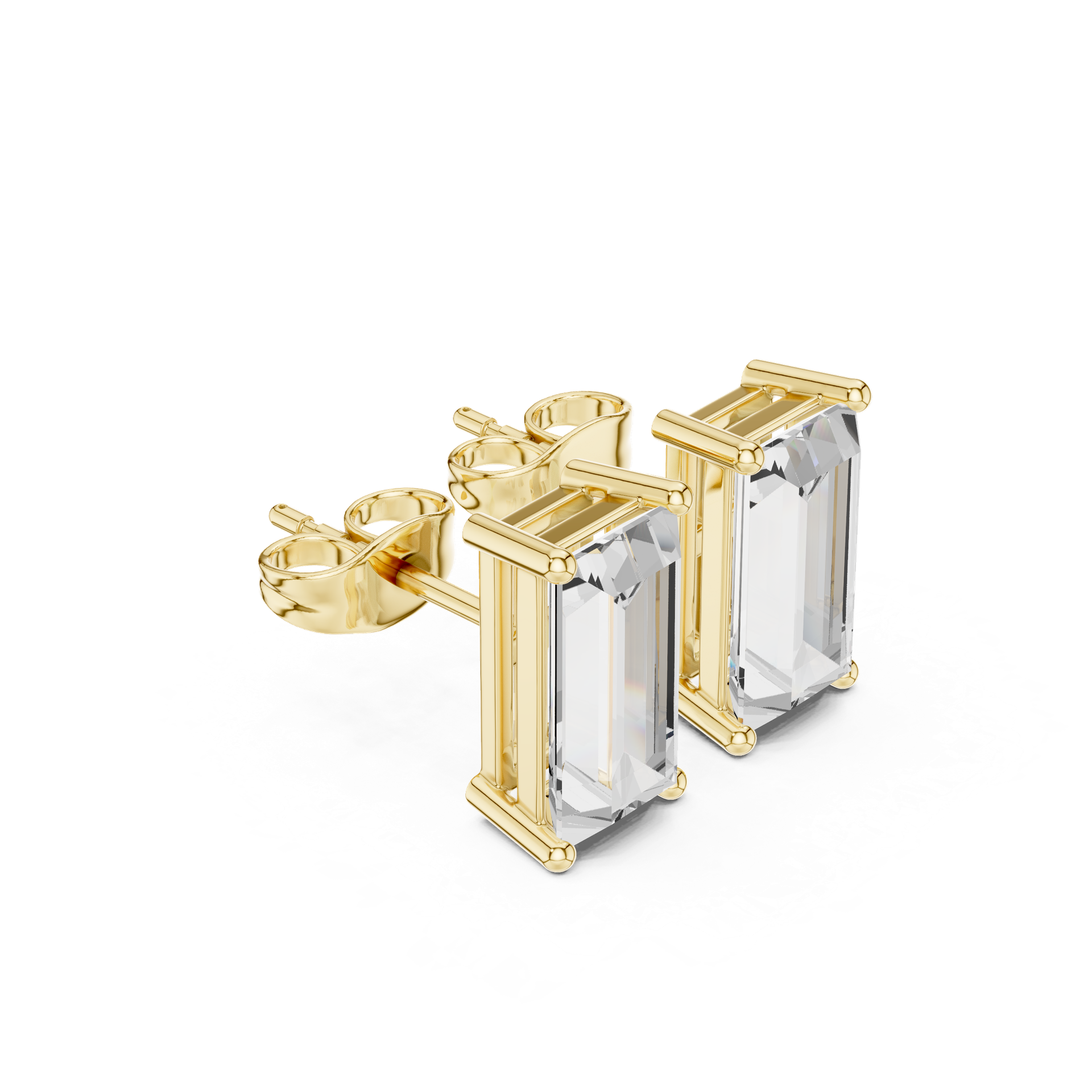 Baguette‑Cut Diamond Stud Earrings | Modern Gold Diamond Earrings | Fine Luxury Jewelry | THE DIAMOWN