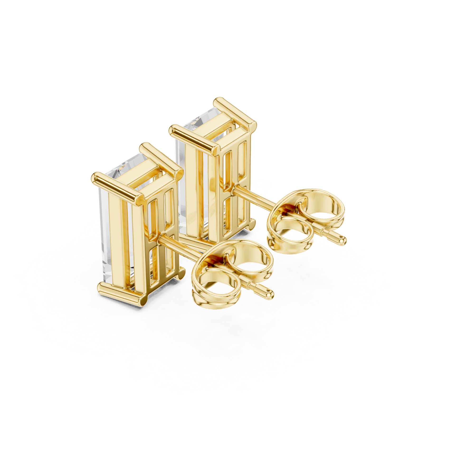 Baguette‑Cut Diamond Stud Earrings | Modern Gold Diamond Earrings | Fine Luxury Jewelry | THE DIAMOWN view 4