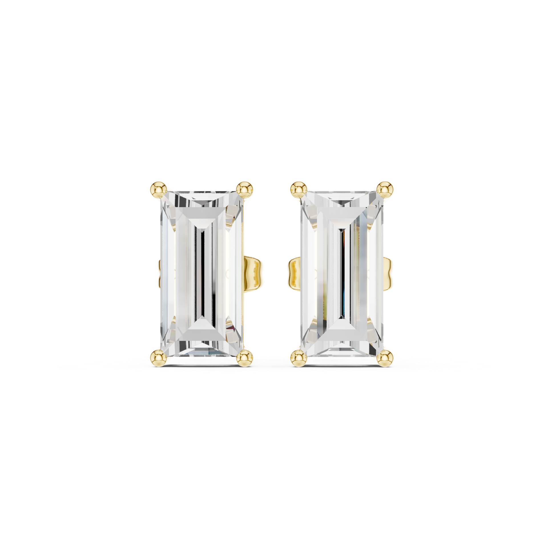 Baguette‑Cut Diamond Stud Earrings | Modern Gold Diamond Earrings | Fine Luxury Jewelry | THE DIAMOWN view 3