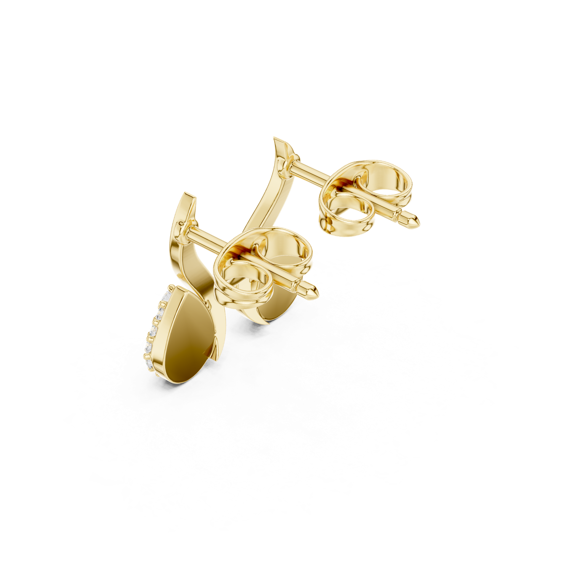 Round‑Cut Diamond Teardrop Curve Earrings | 14.55 mm Gold Diamond Mini‑Drop | Fine Luxury Jewelry | THE DIAMOWN view 2