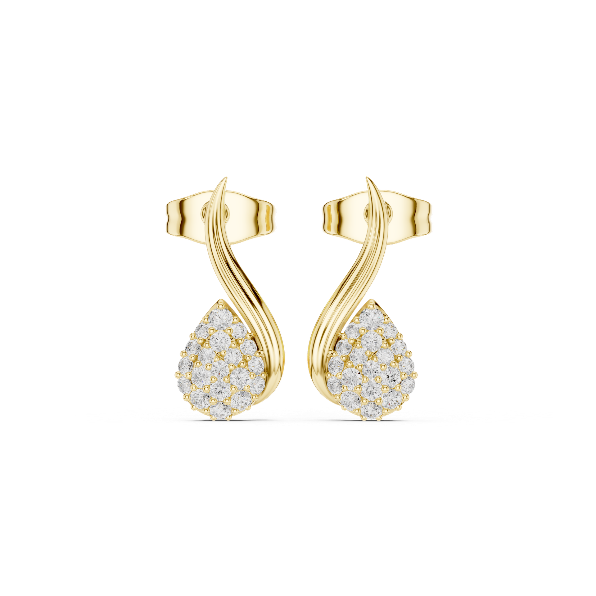 Round‑Cut Diamond Teardrop Curve Earrings | 14.55 mm Gold Diamond Mini‑Drop | Fine Luxury Jewelry | THE DIAMOWN view 4