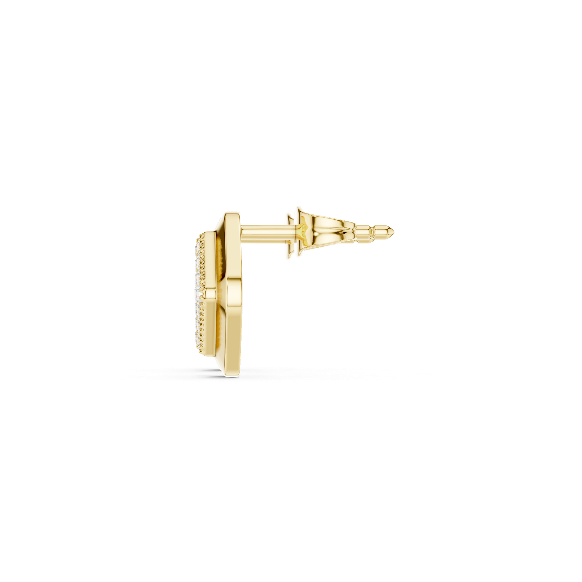 Round‑Cut Diamond Rectangular Grid Stud Earrings | 10.95 mm Gold Diamond Studs | Fine Luxury Jewelry | THE DIAMOWN view 2