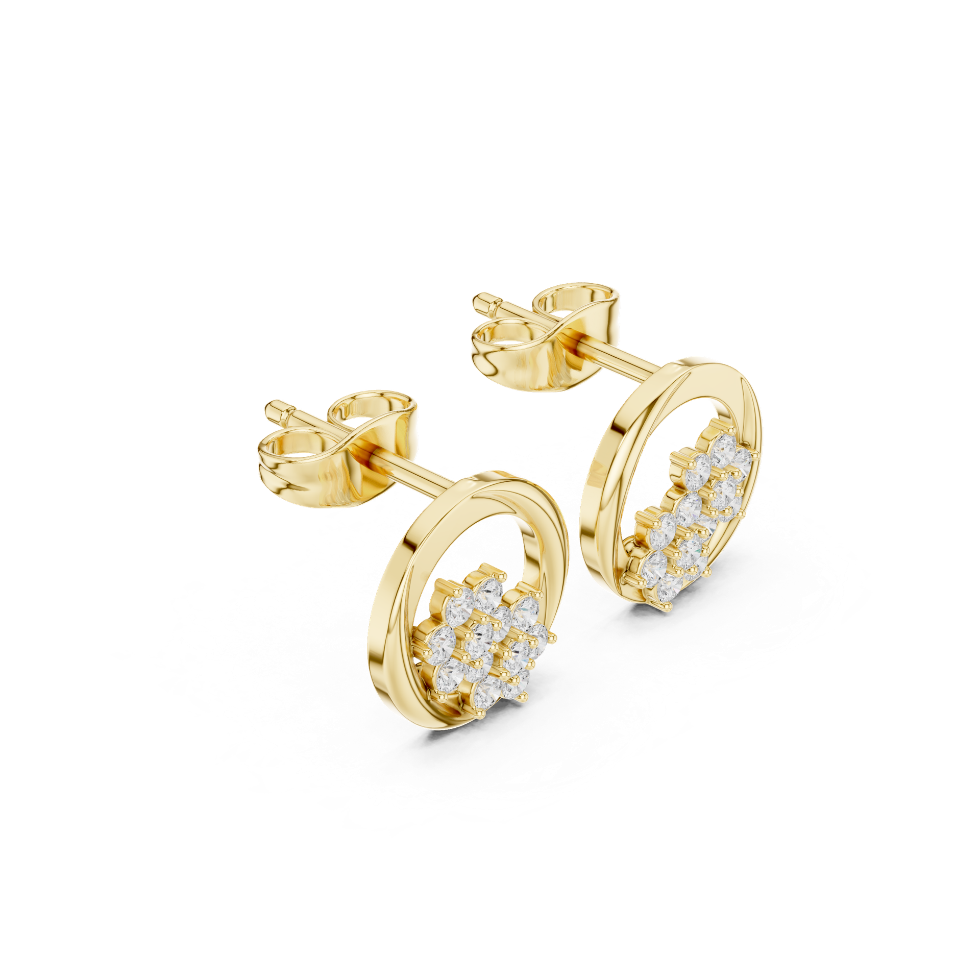 Natural Diamond Floral Earrings | 10.30 mm Gold Circle Studs | Fine Luxury Jewelry | THE DIAMOWN