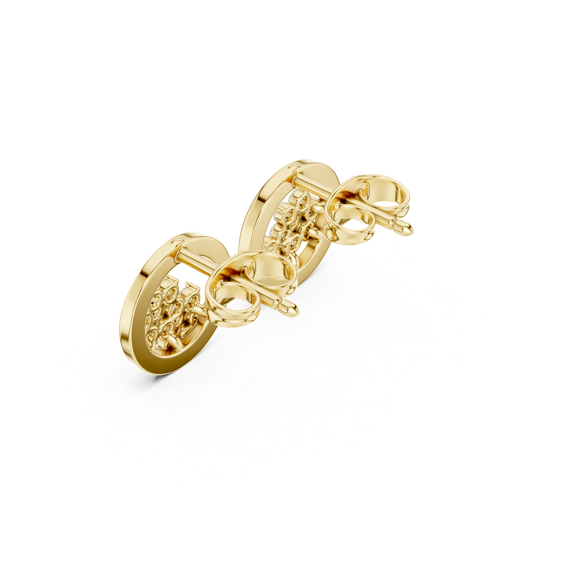 Natural Diamond Floral Earrings | 10.30 mm Gold Circle Studs | Fine Luxury Jewelry | THE DIAMOWN view 3