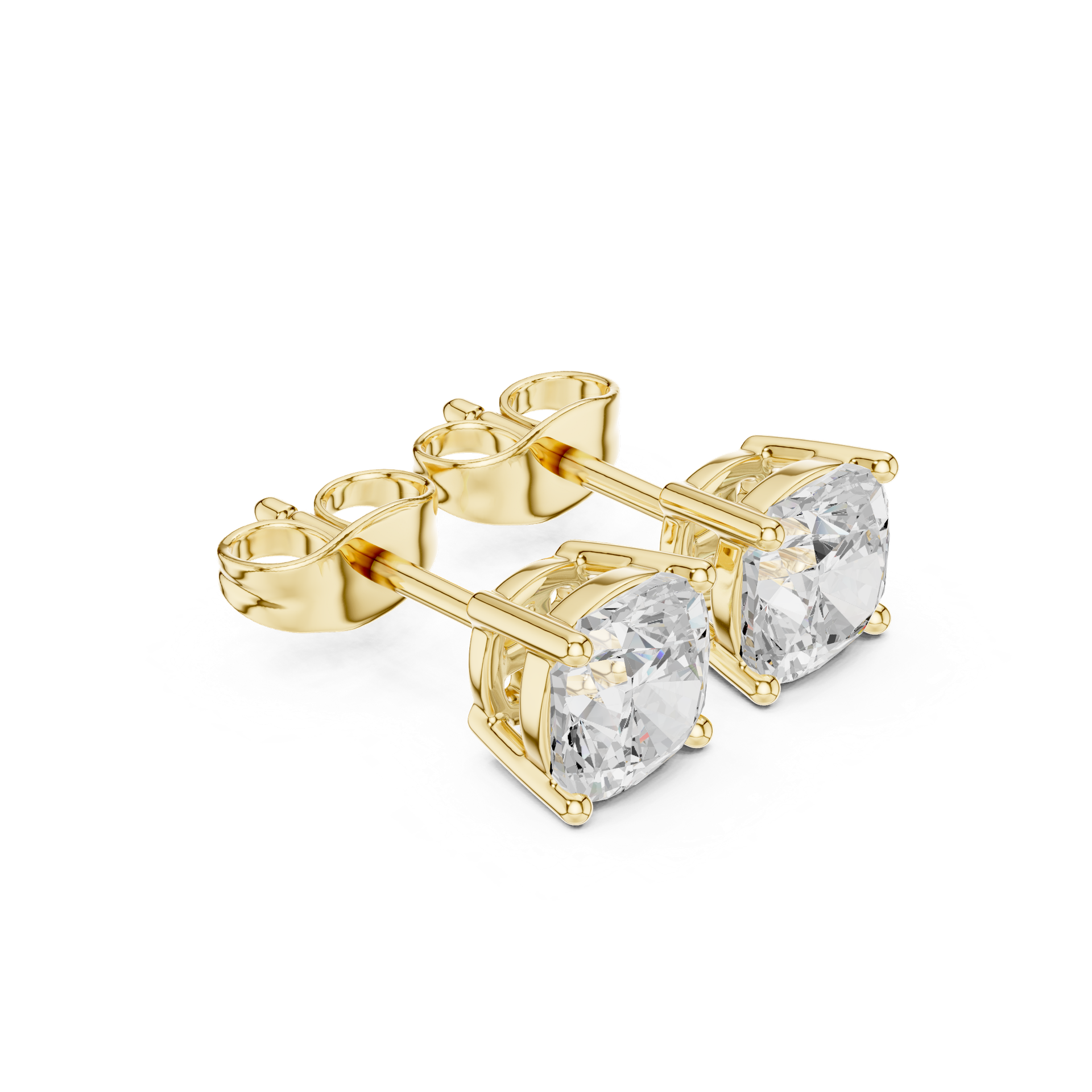Cushion‑Cut Diamond Stud Earrings | Classic Gold Diamond Studs | Fine Luxury Jewelry | THE DIAMOWN