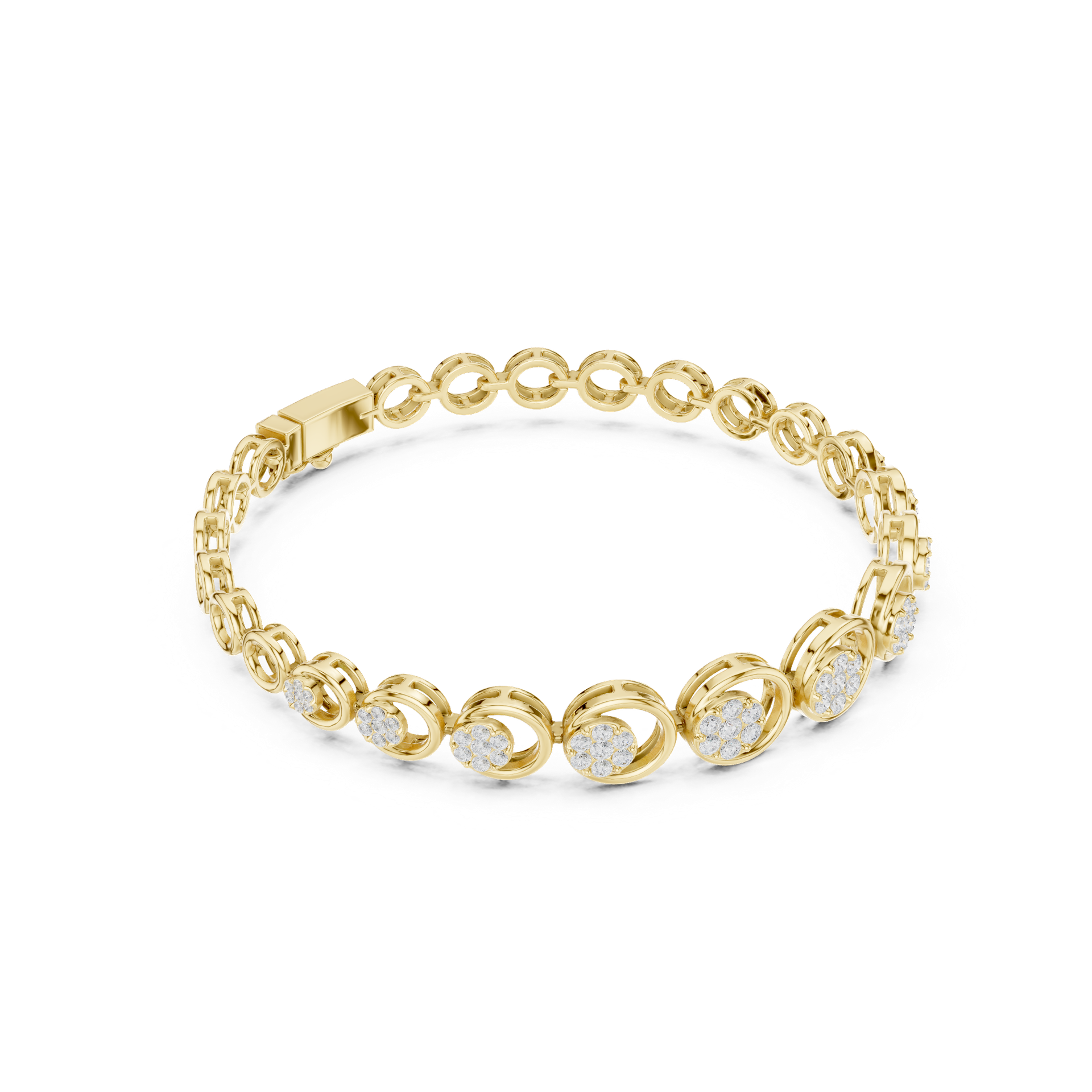 Diamond Cluster Circle Link Bracelet | Elegant Gold Diamond Bracelet | Fine Luxury Jewelry | THE DIAMOWN